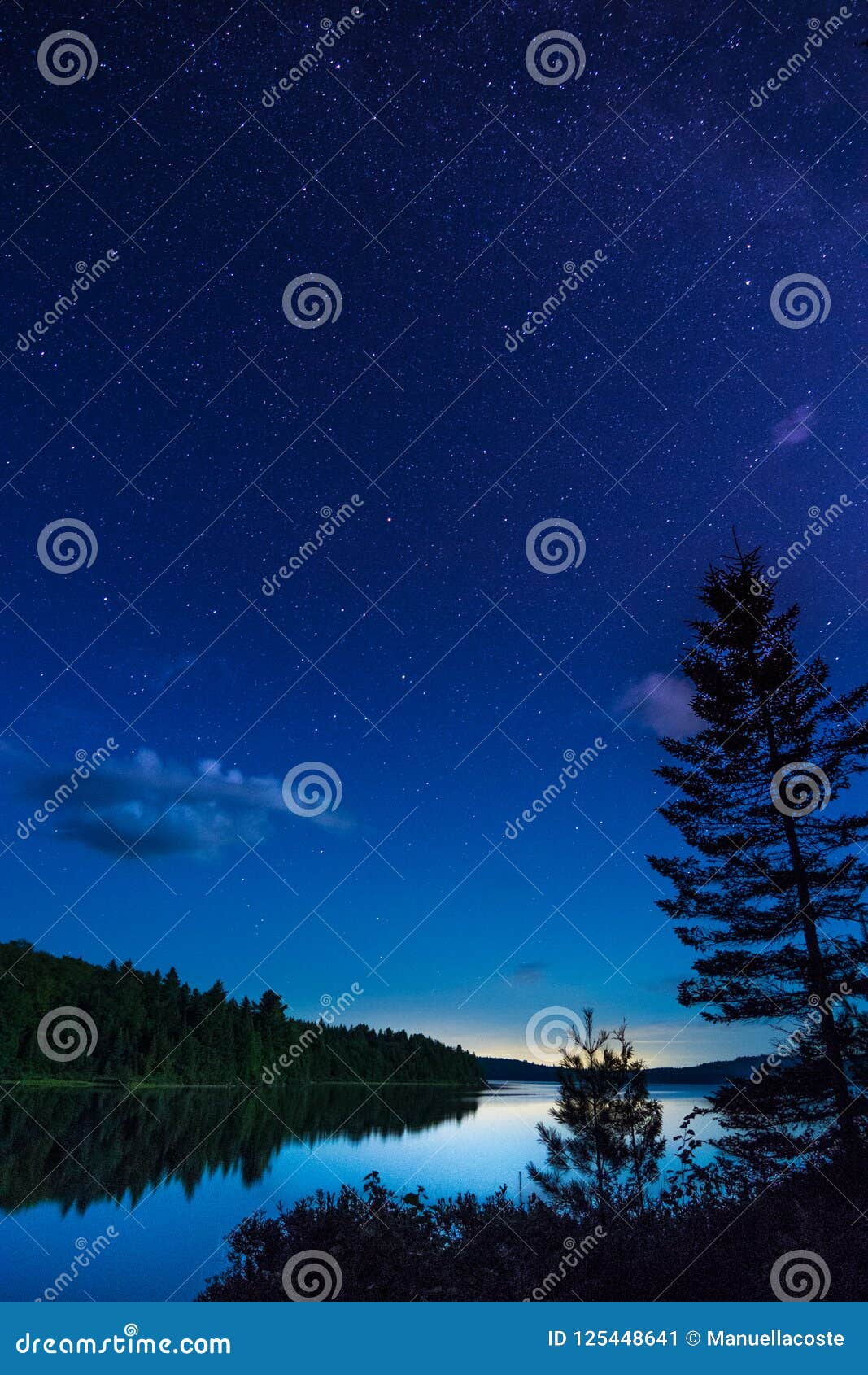 Sleeping Under the Stars during Our Canoecamping Trip Stock Image