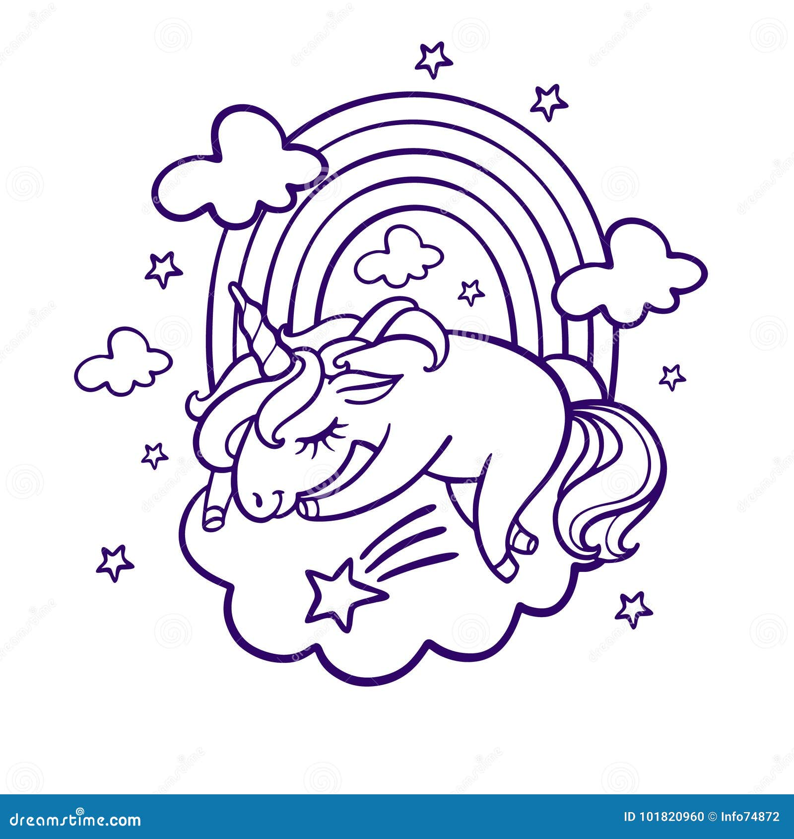 Unicorn sleeping stock vector. Illustration of card - 101820960