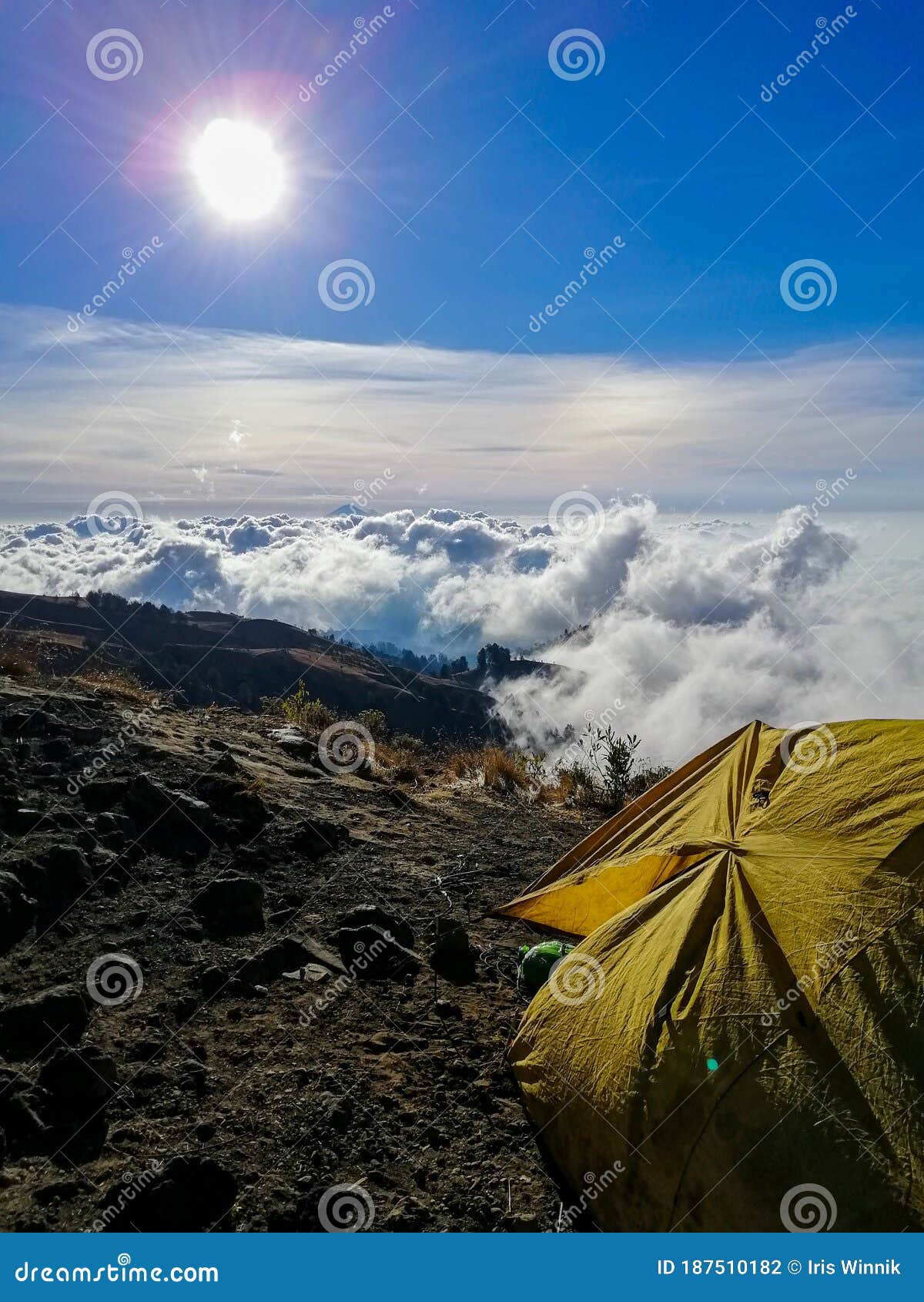 sleeping on a volcano, waking up above the clouds.