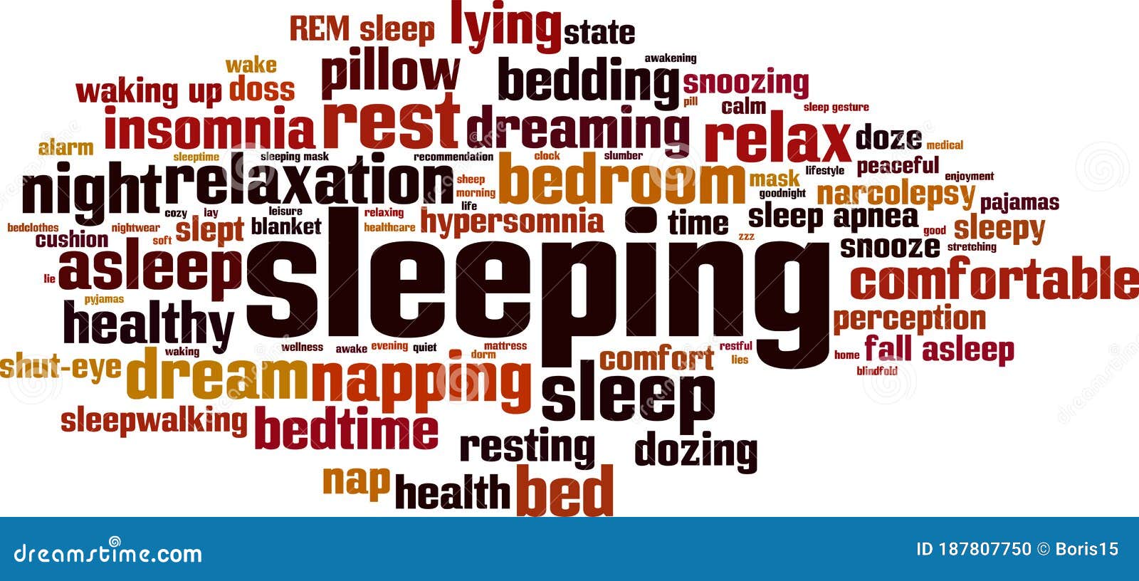 Sleeping word cloud stock vector. Illustration of rest 187807750