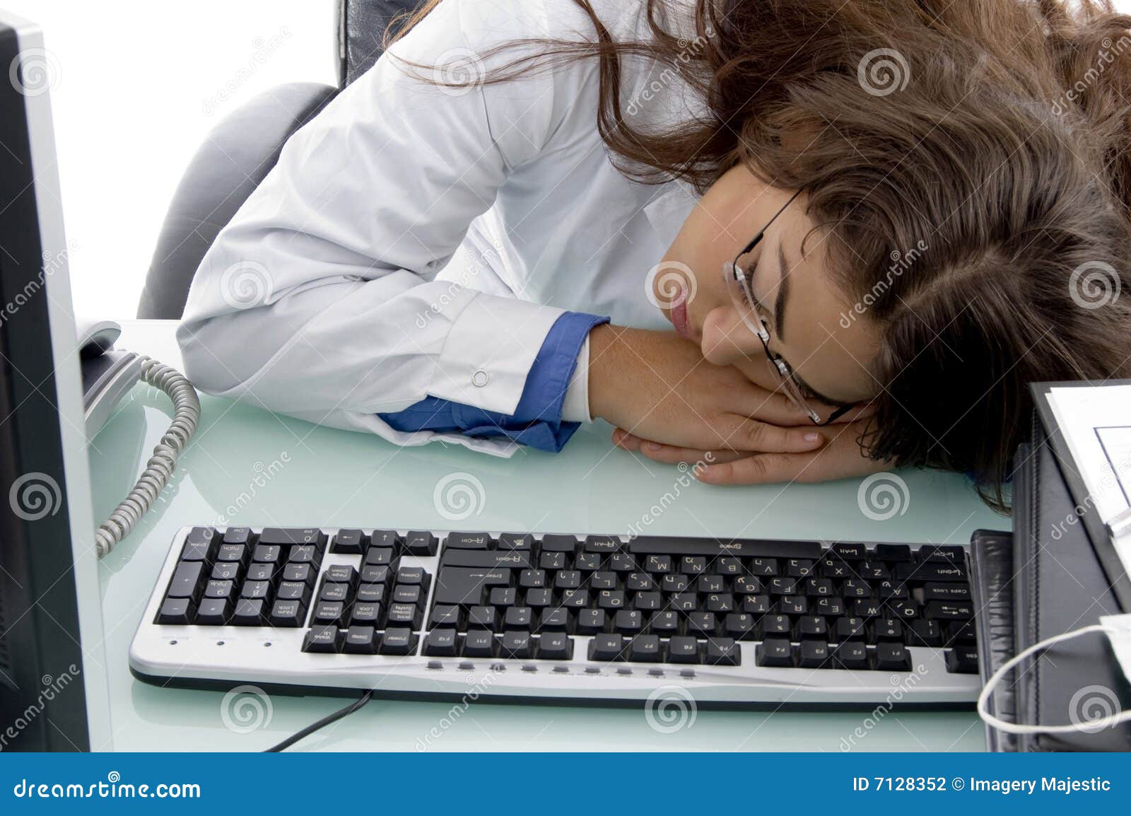 Sleeping young doctor stock photo. Image of practitioner 7128352