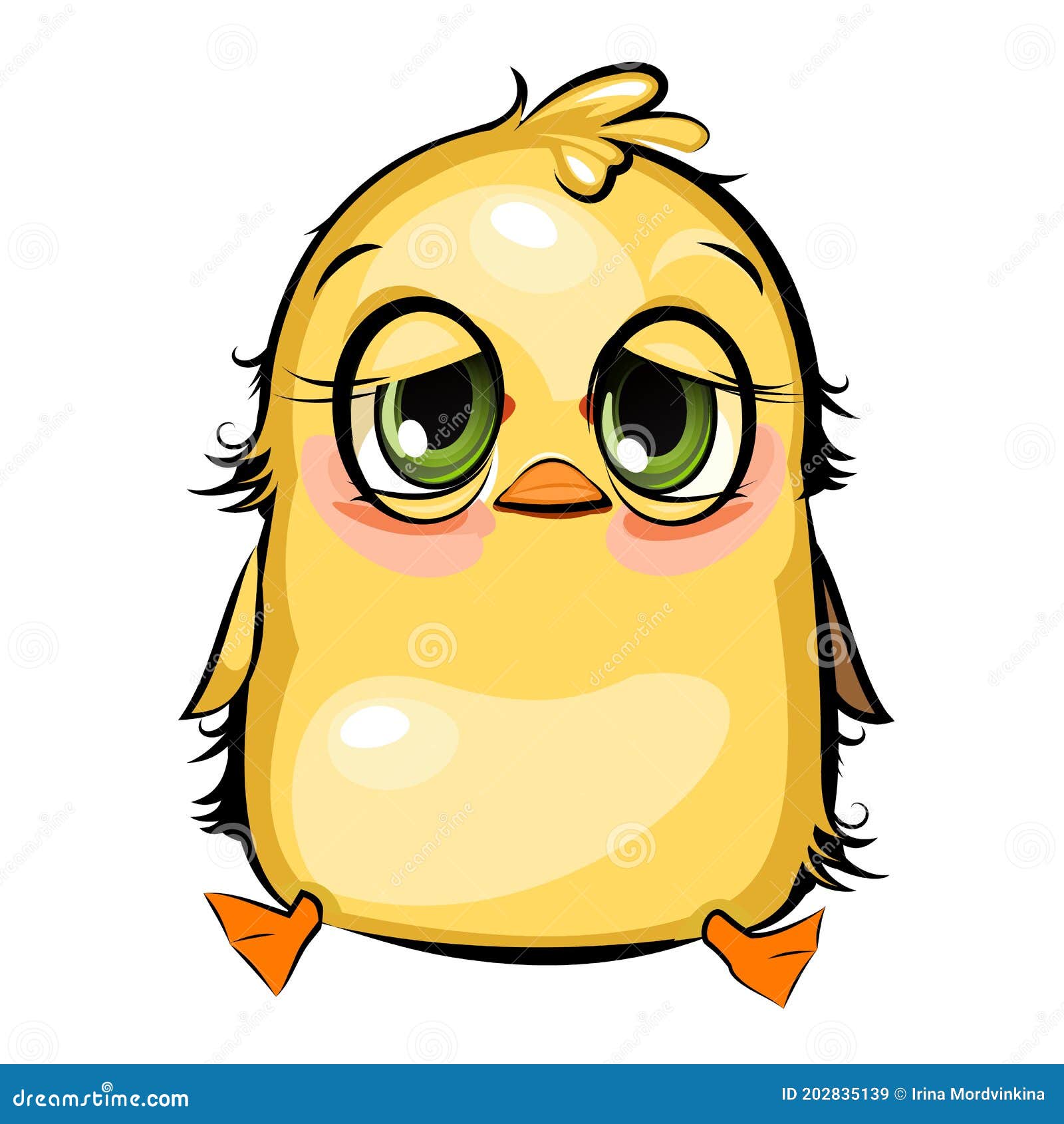 Sleepy Duckling. Funny Chick. Wants To Sleep. Cute and Funny Baby Bird  Stock Vector - Illustration of caricature, comic: 202835139