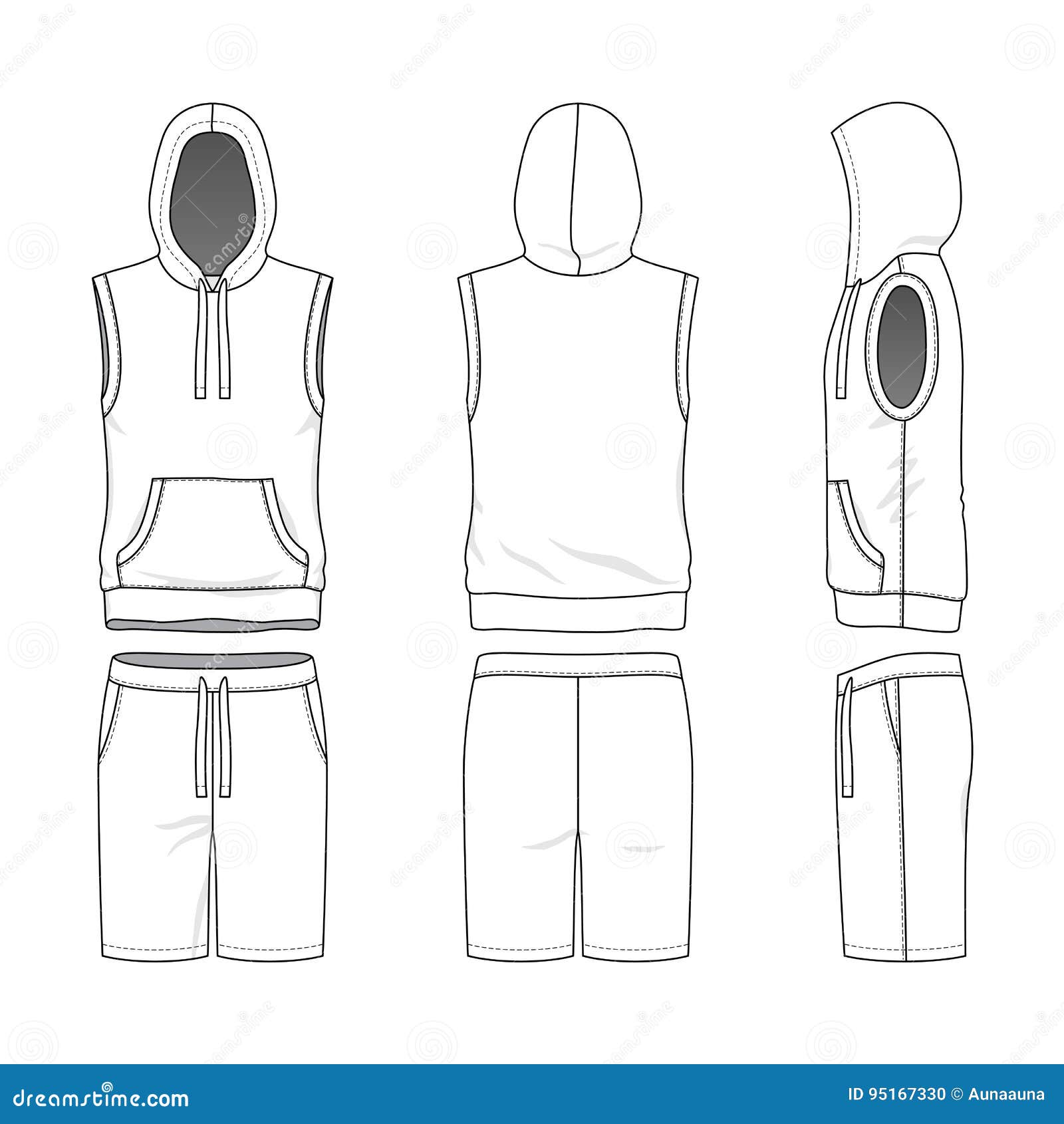 Sleeveless Hoody and Shorts Stock Illustration - Illustration of hoody ...