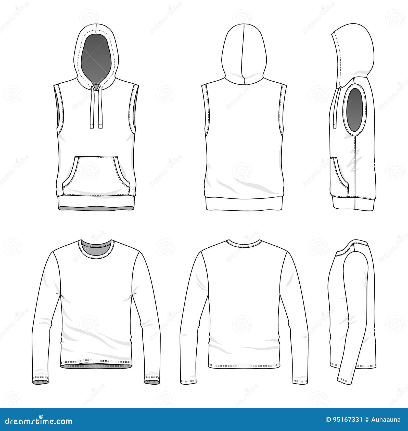 Sleeveless hoody and tee stock illustration. Illustration of isolated ...