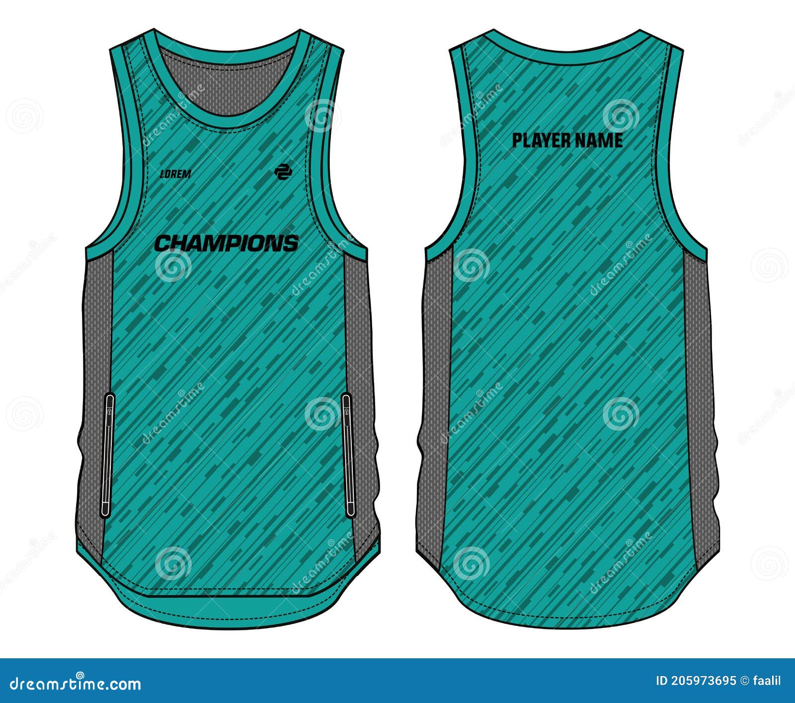 Vector illustration of a tank top. Basketball jersey template design. Tank  top technical drawing. Stock Vector