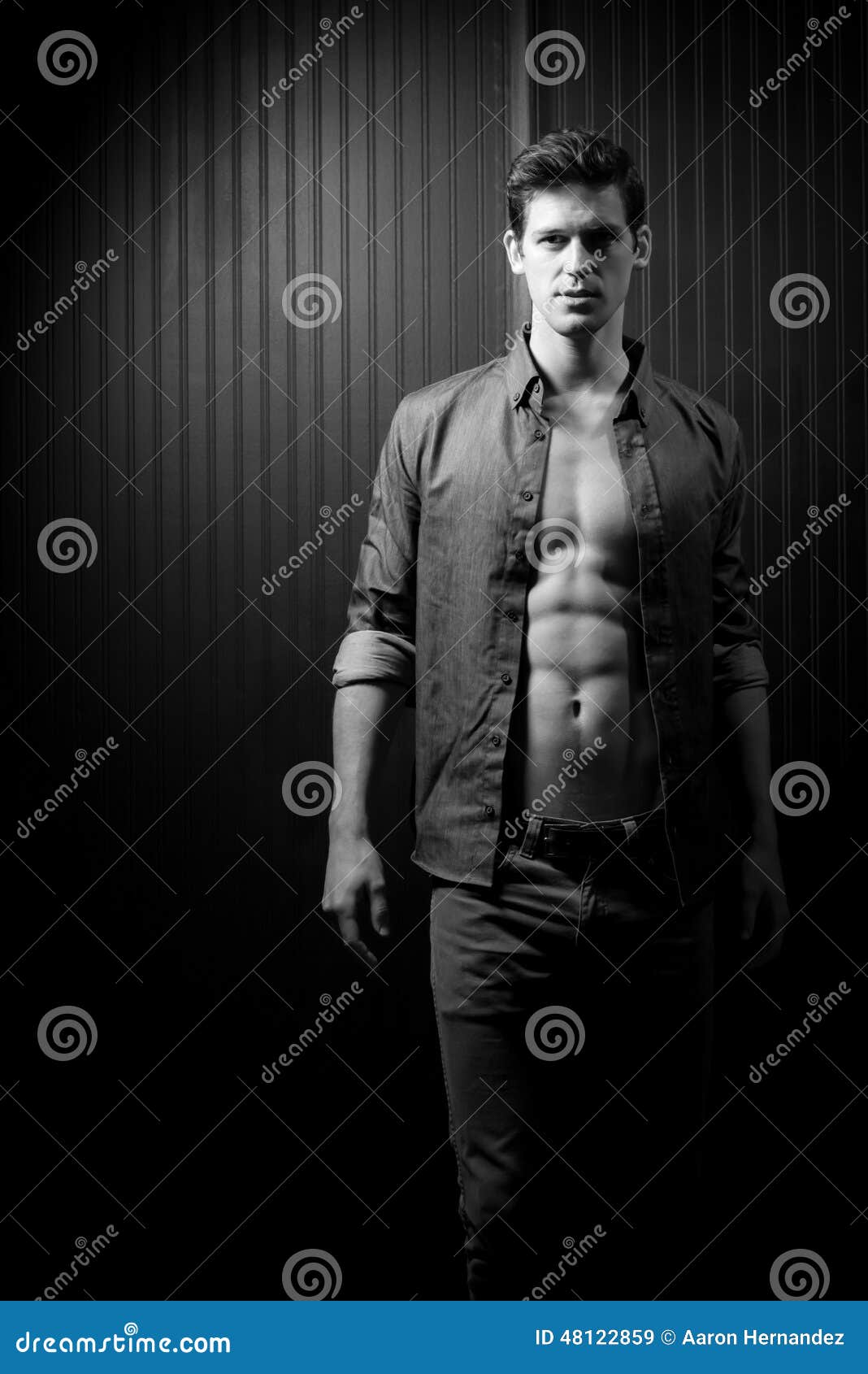 Slender Male Washboard Abs stock image. Image of model 48122859