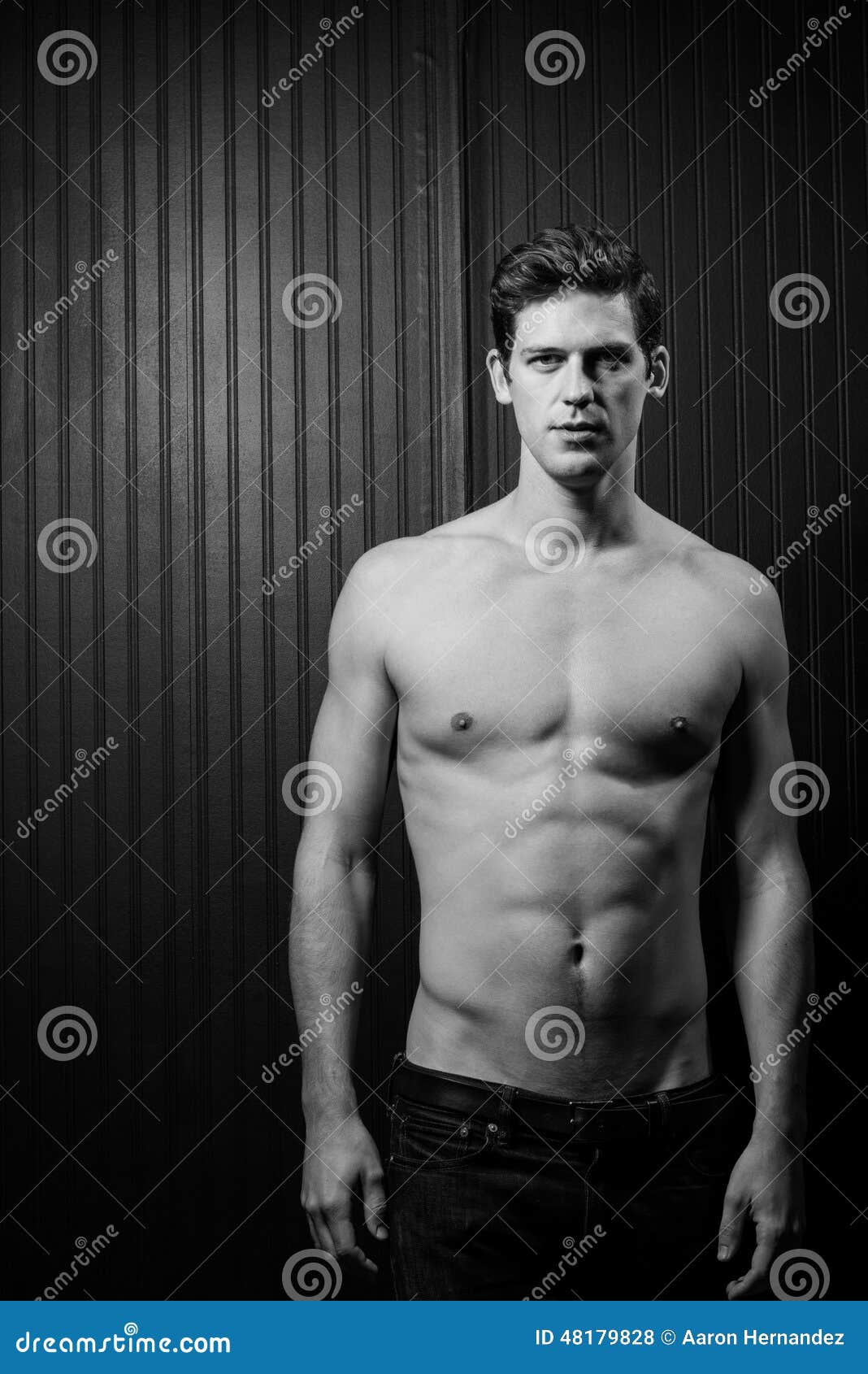 Slender Male Washboard Abs stock photo. Image of provocative 48179828