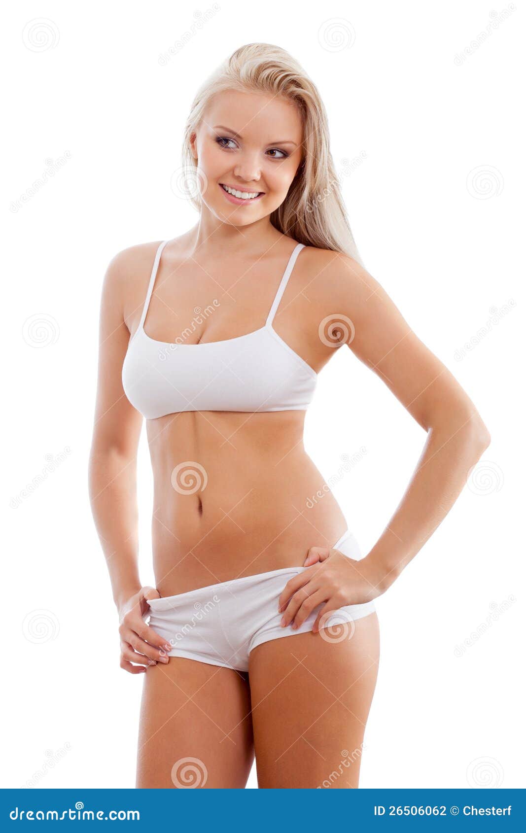 Slender Woman Wearing White Underwear Stock Photo - Image of