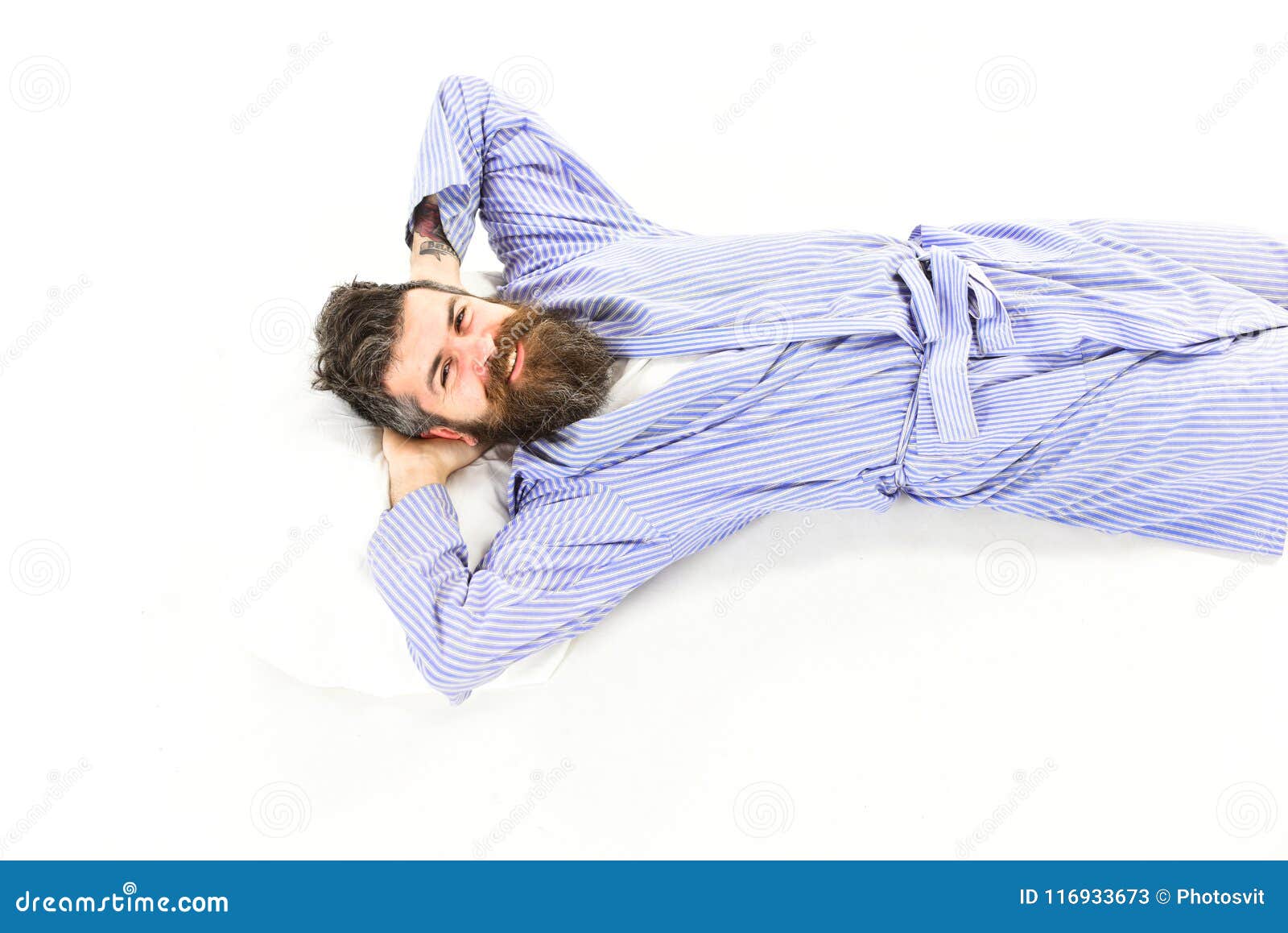 slept well oncept. man relax and having rest,