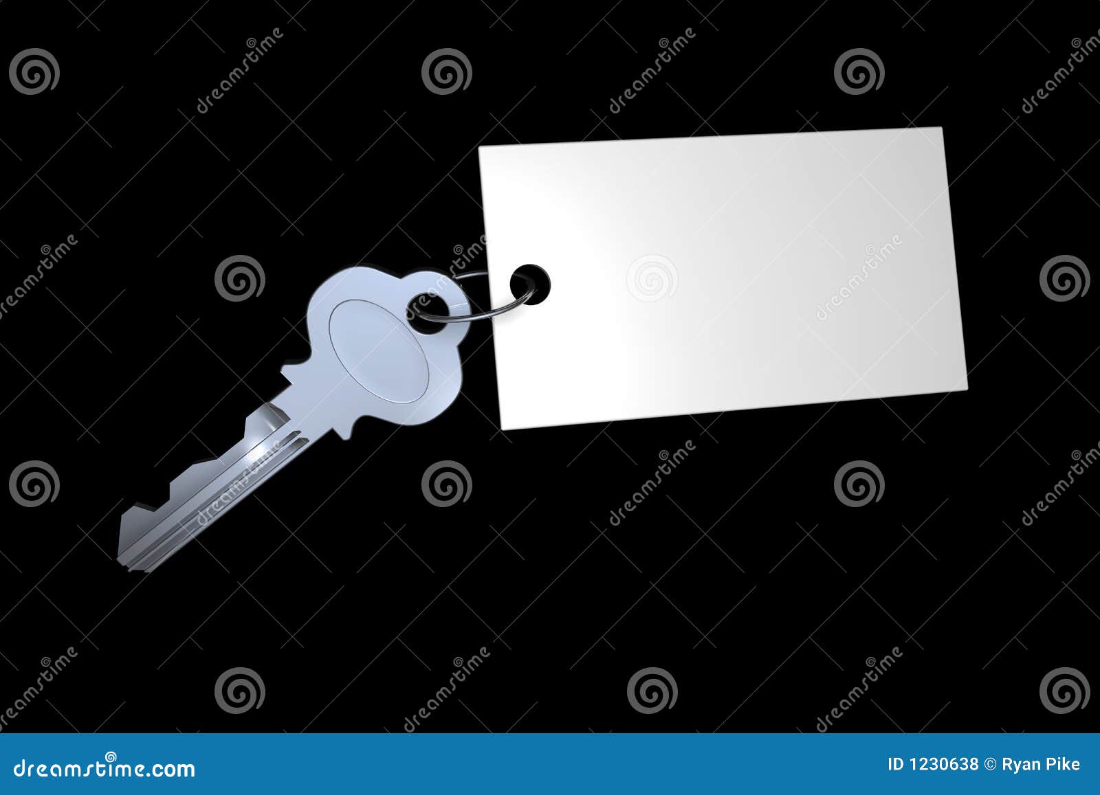 Sleutel met markering. 3d sleutel in bijlage aan lege witte markering