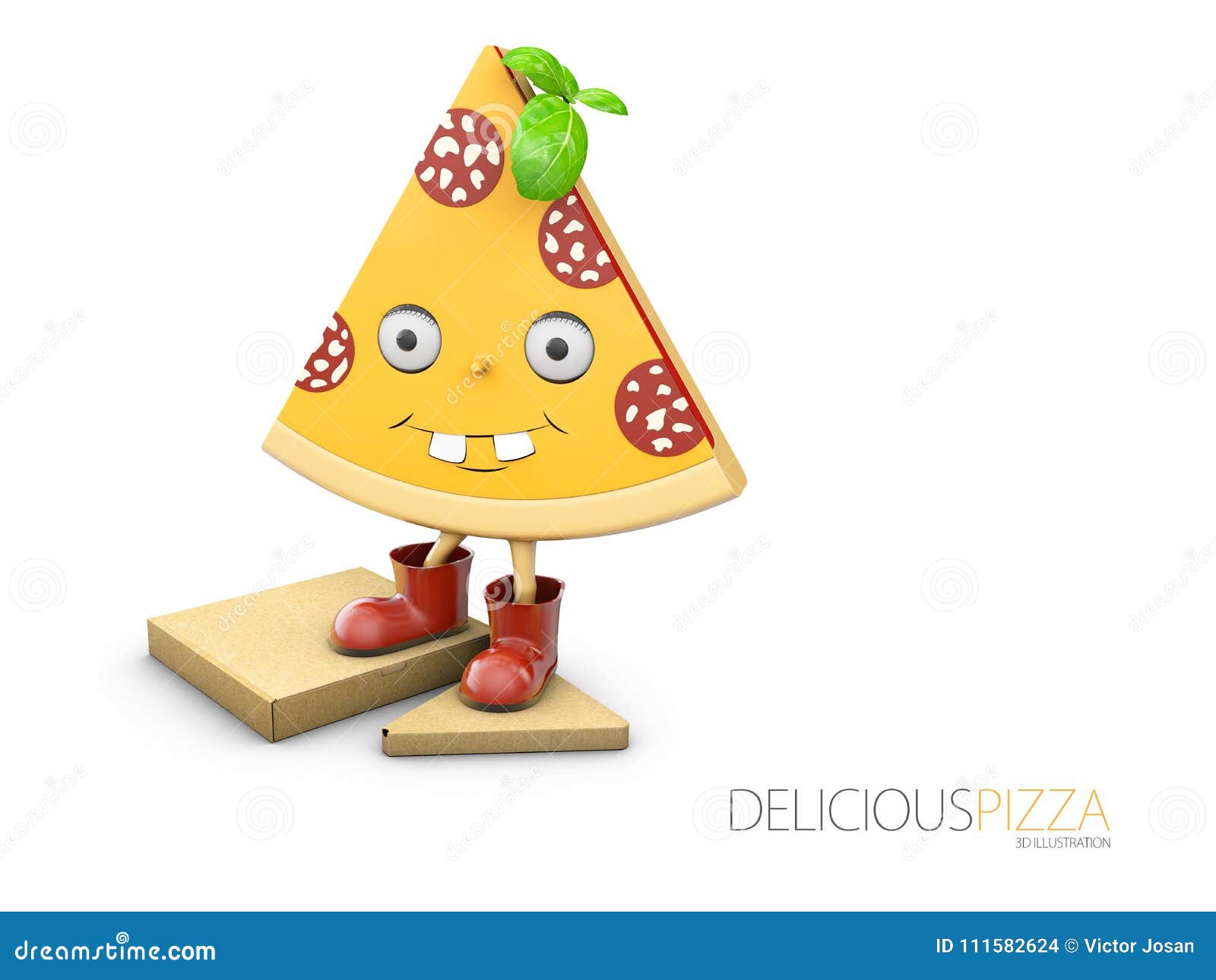 Download Slice Animate Fresh Pepperoni Pizza Isolated White Background 3d Illustration Stock