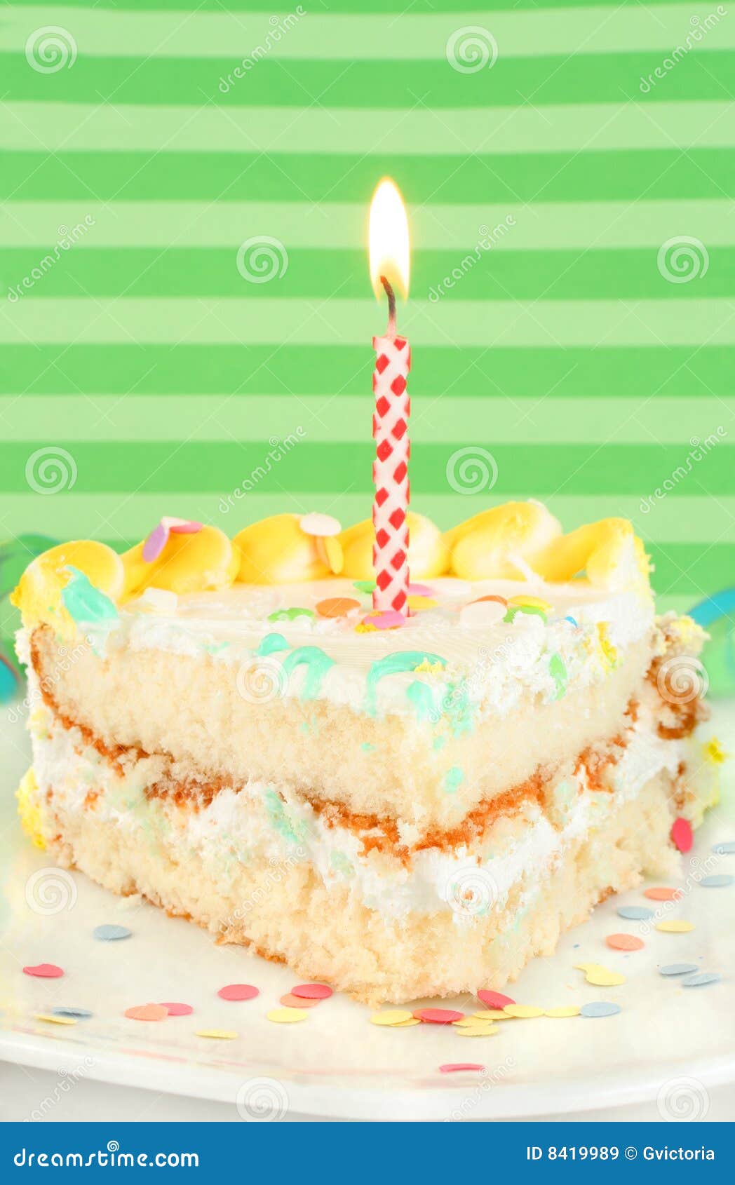 Slice Of Birthday Cake Royalty Free Stock Images - Image: 8419989