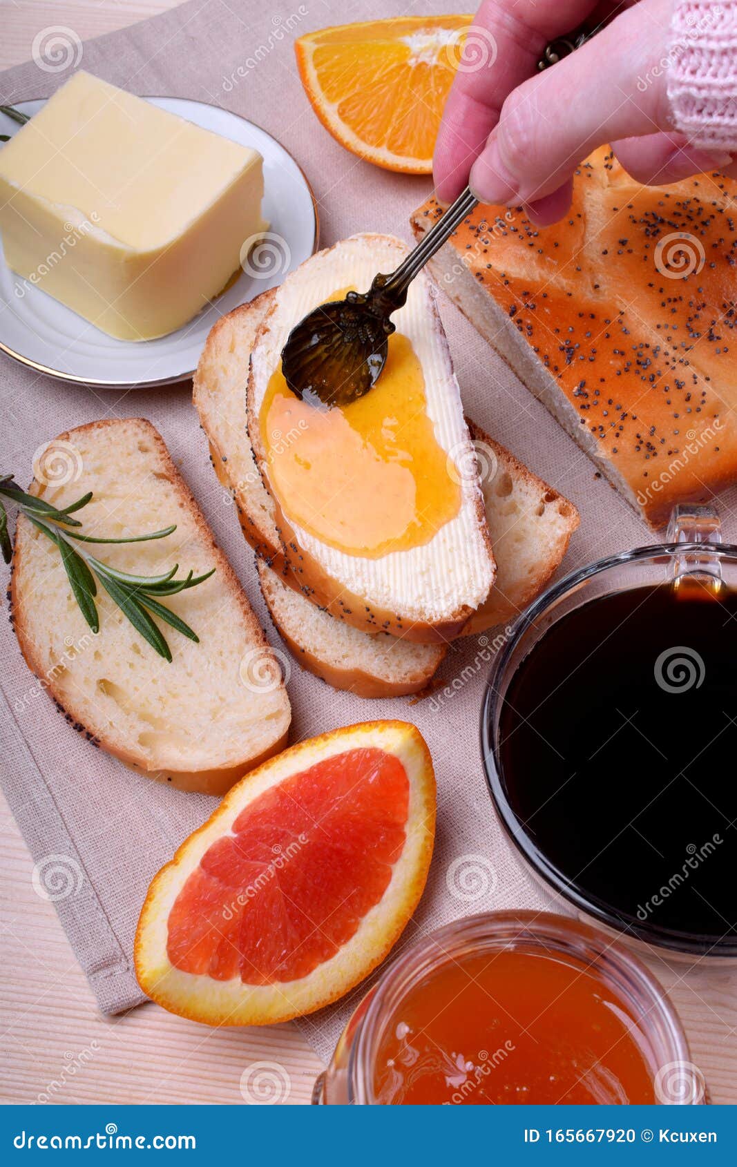 Slice of Bread with Butter and Jam Stock Photo Image of cuisine