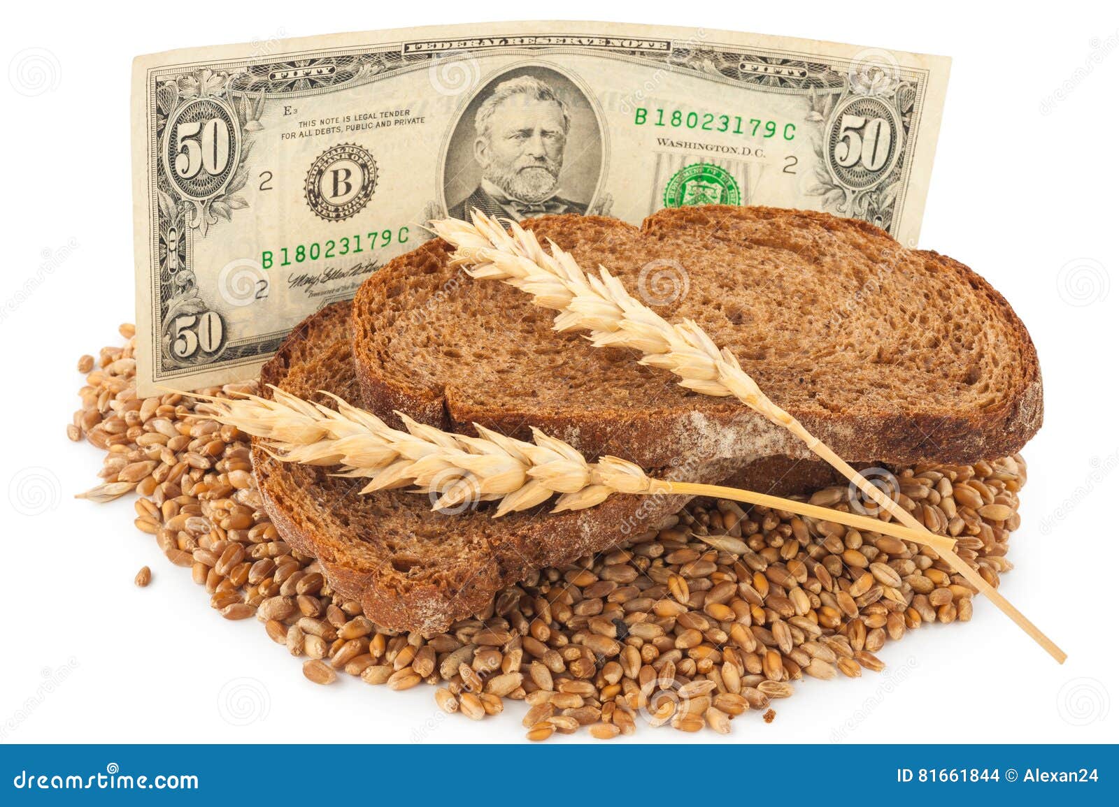 Slice bread with money stock photo. Image of money, budget 81661844