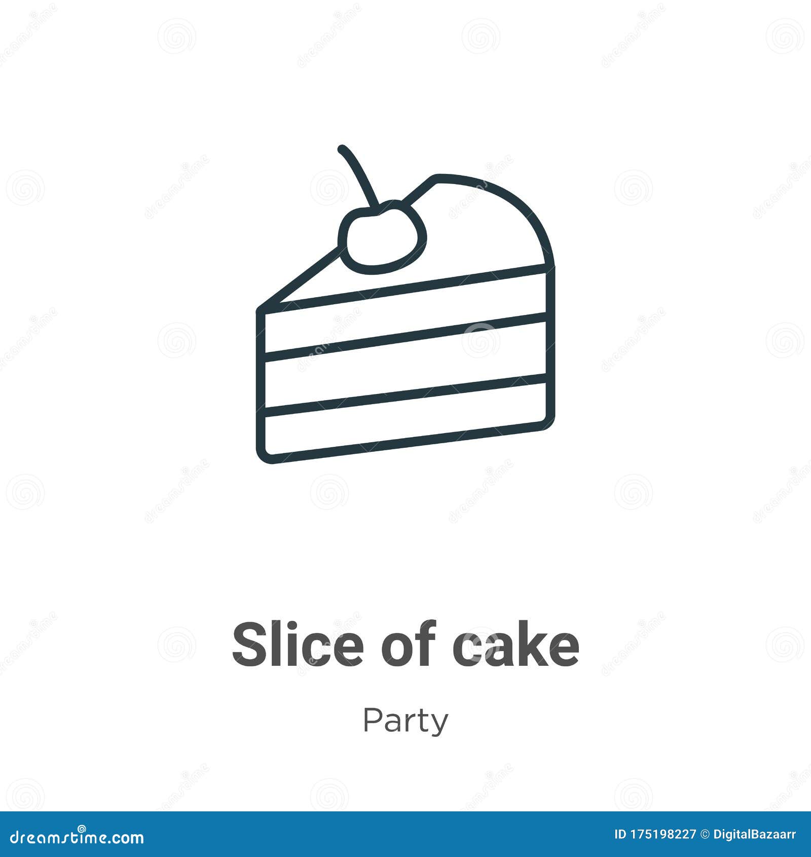 Slice of Cake Outline Vector Icon. Thin Line Black Slice of Cake Icon