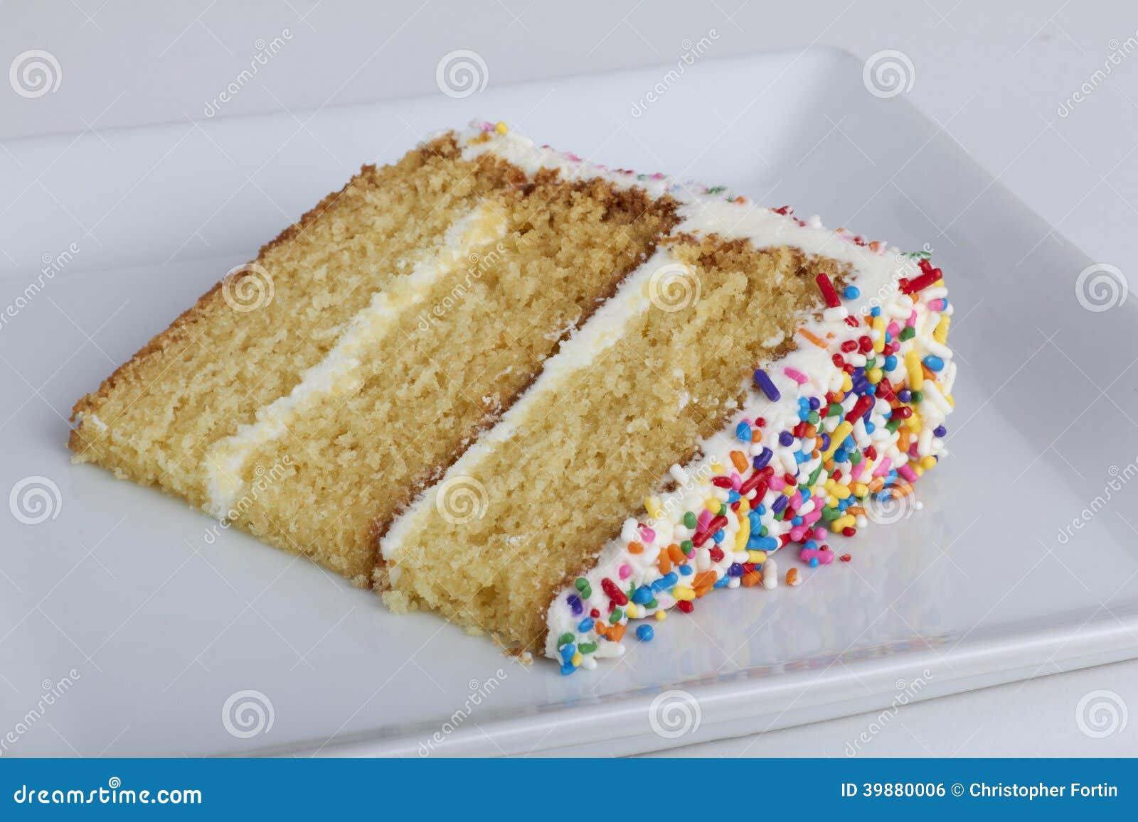 A Slice of Cake with Sprinkles Stock Photo - Image of icing, cake: 39880006
