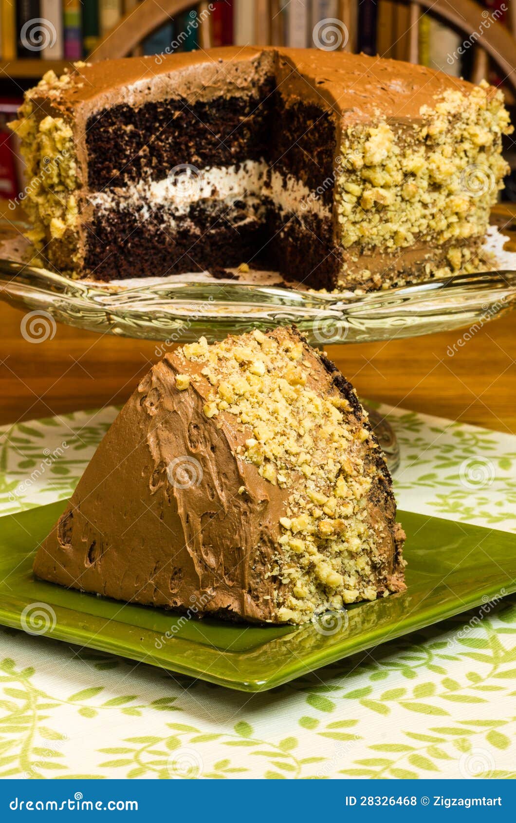 Slice of Chocolate Marshmallow Cake on Plate Stock Photo Image of