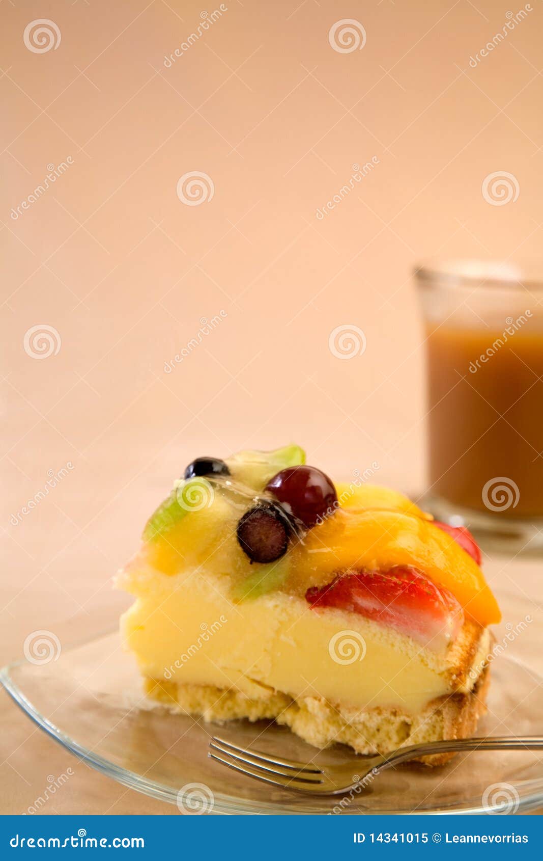 Slice of Custard Pie Topped with Fruit Stock Image Image of