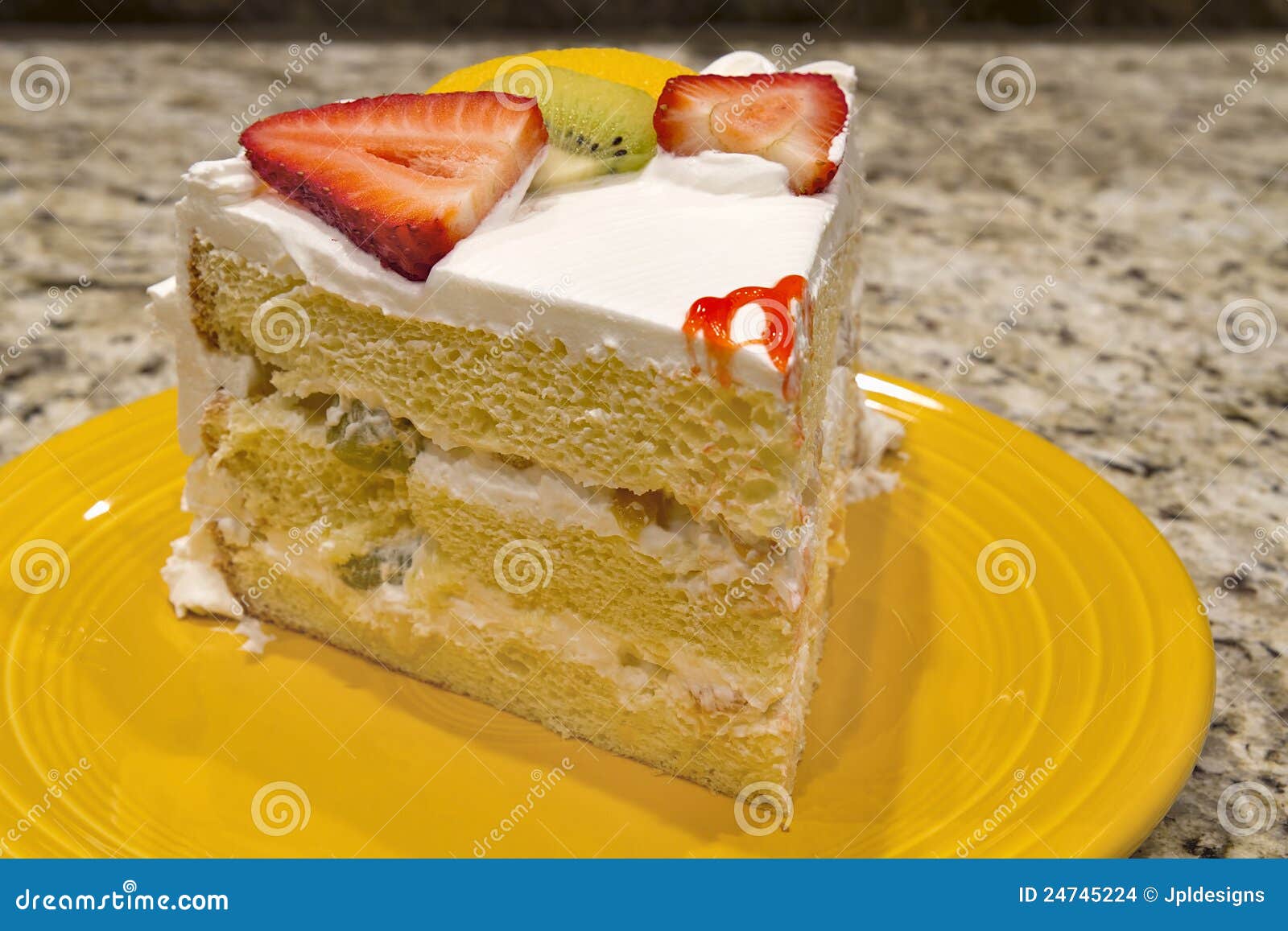 Slice of Fresh Fruit Cake stock photo. Image of frosting 24745224