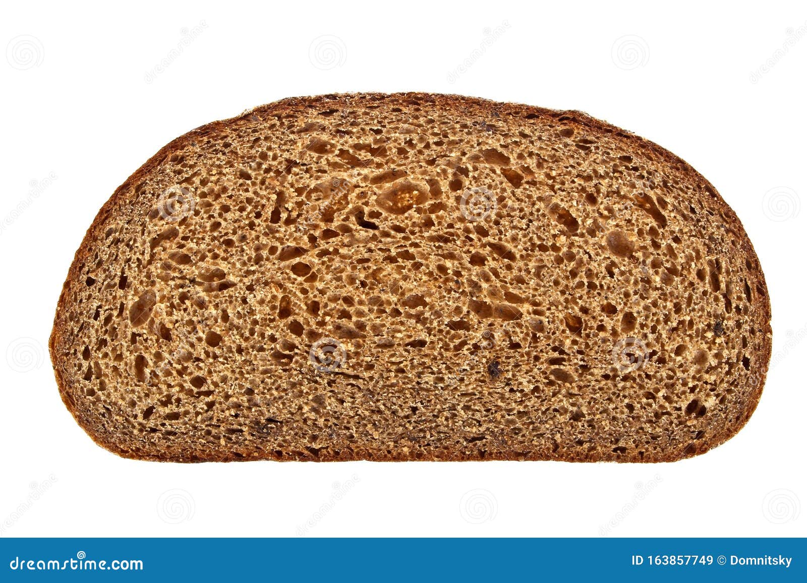 Slice of Fresh Rye Bread Isolated on White Background Stock Image