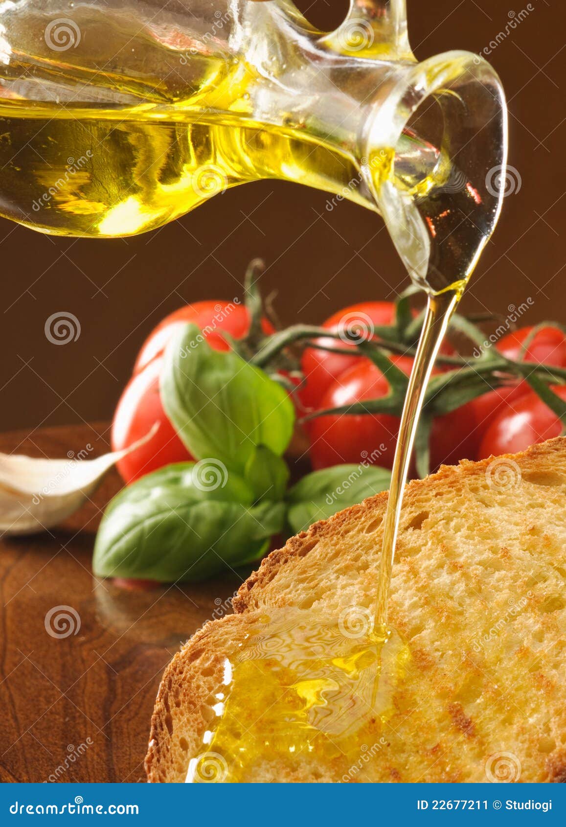 Slice of Grilled Bread Brushed with Olive Oil Stock Image Image of