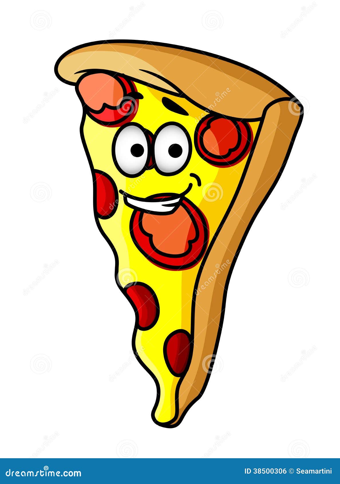 Slice Of Happy Cheesy Pepperoni Pizza Stock Vector Illustration Of Background Pizzeria