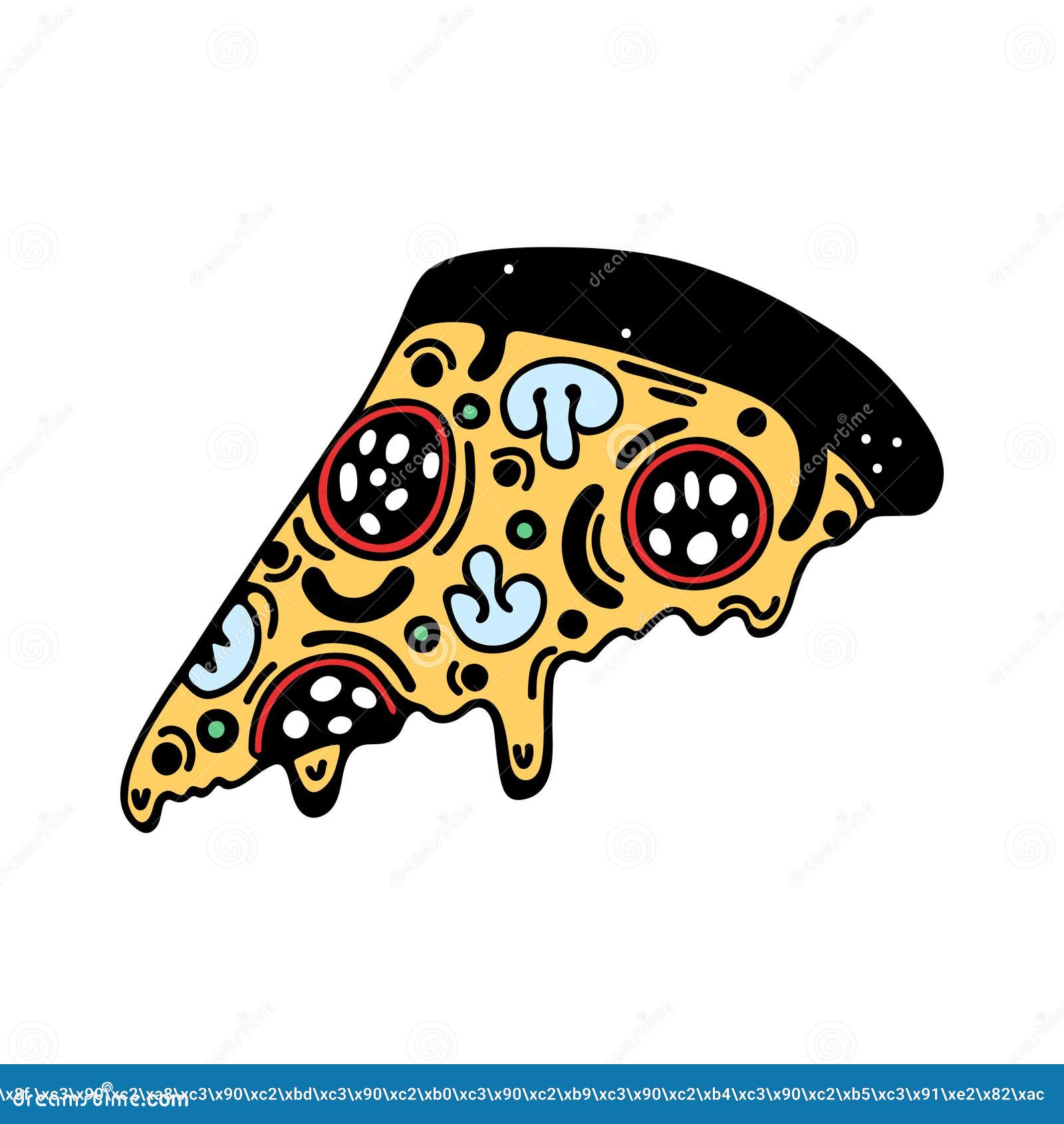 Slice of Hot Pizza Vector Icon. Hand Drawn Simple Doodle Isolated on
