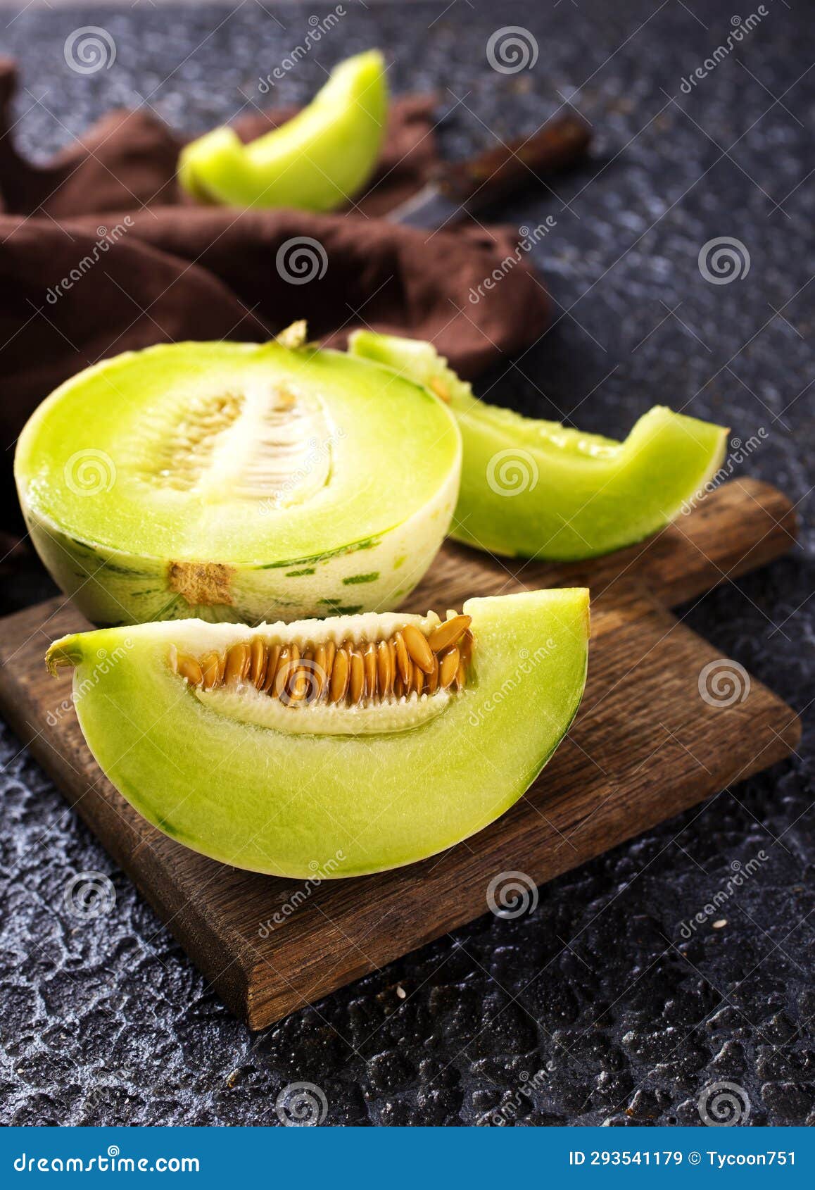 Slice of Japanese Melons, Orange Melon or Cantaloupe Melon Stock Image