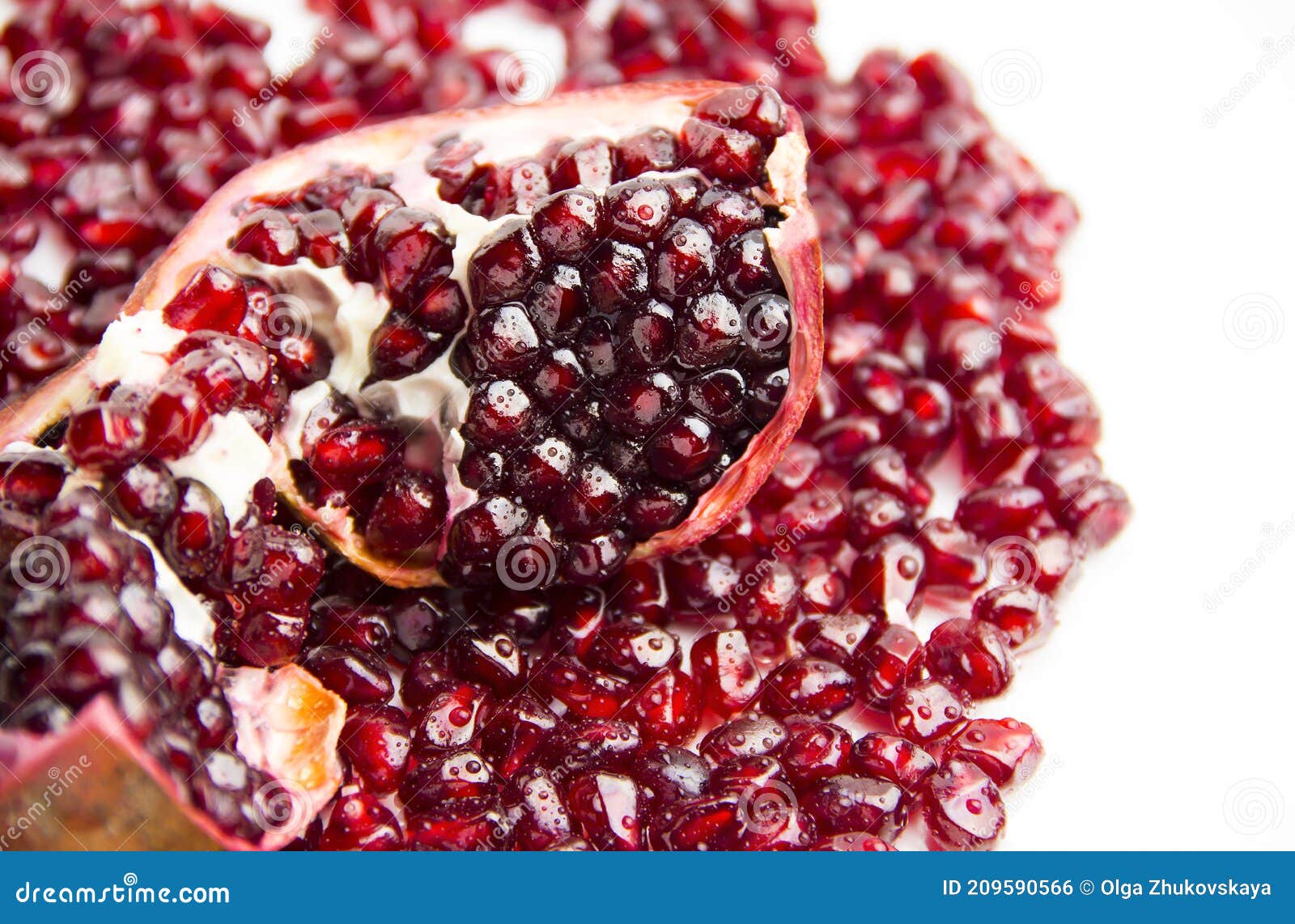 Slice of Juicy Pomegranate with Water Drops Stock Photo Image of