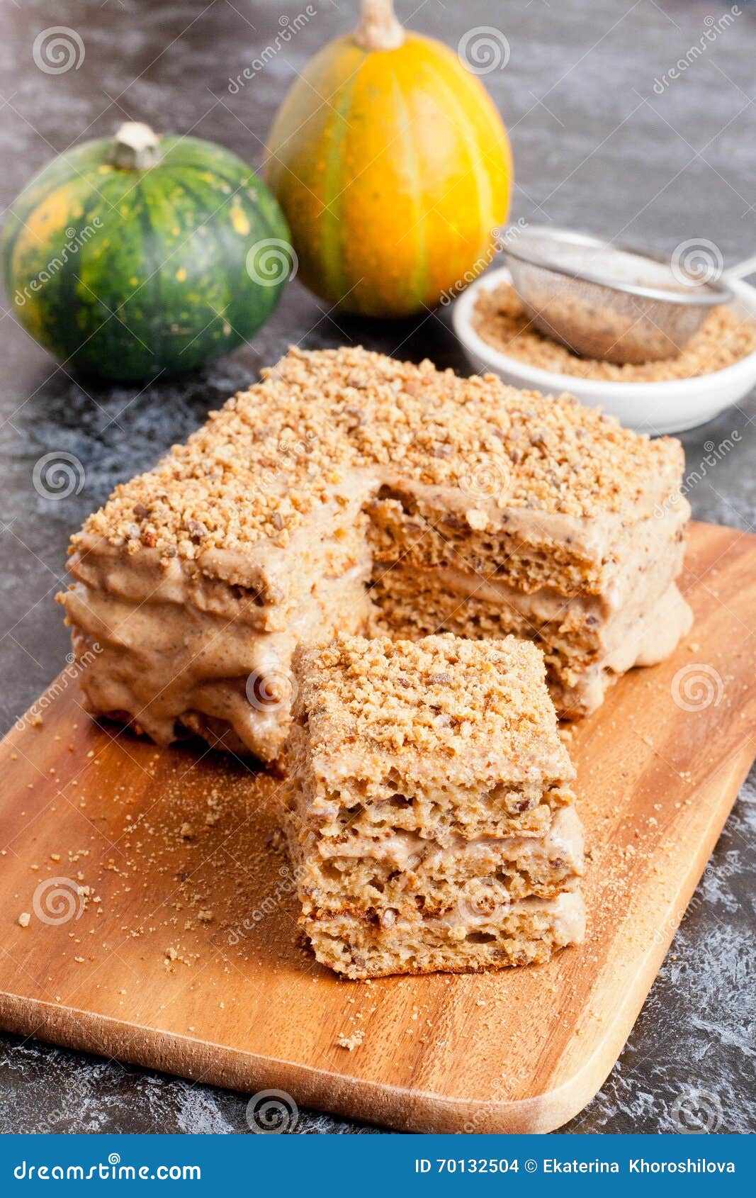 Slice of Layered Honey Cake Stock Photo Image of cake, slice 70132504
