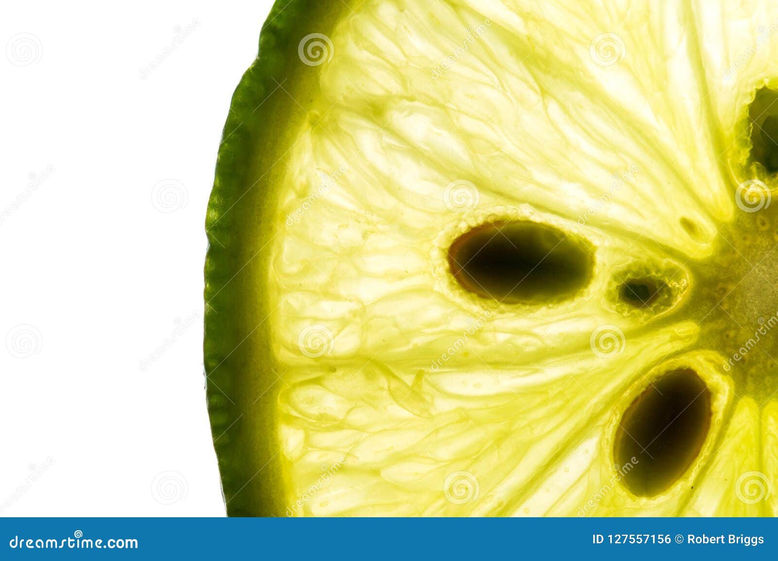 slice of lime on white