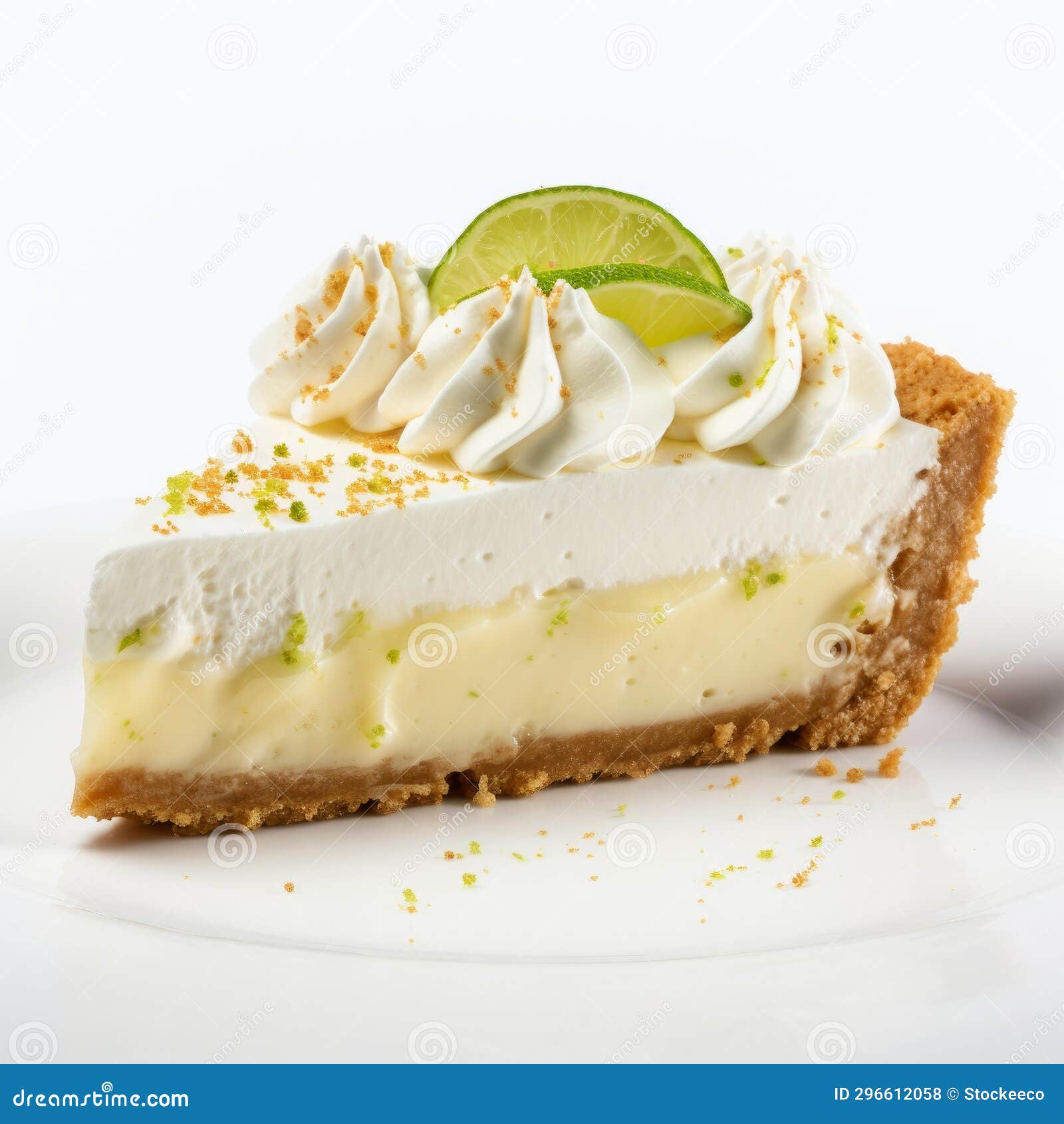 delicate key lime pie slice: a real photo with backlit photography style