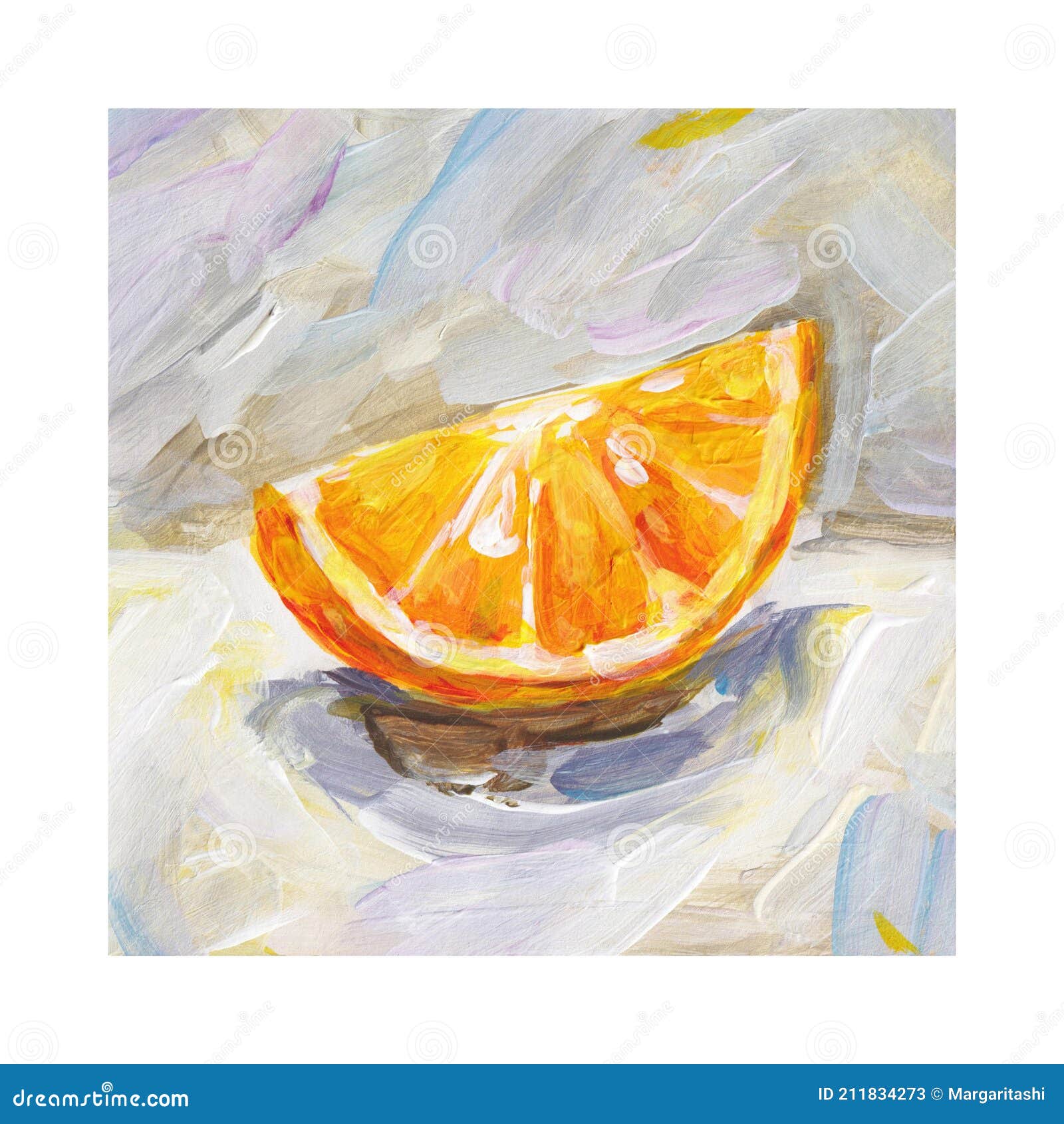 Orange Acrylic Painting, Acrylic Painting, Fruit Painting 4 X 4 