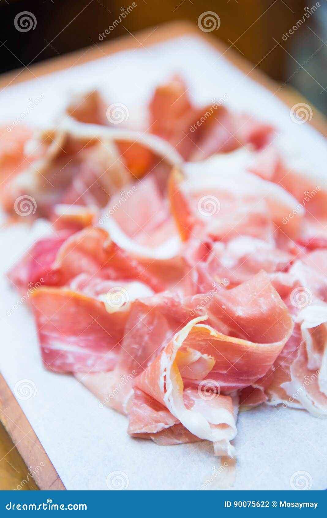 Slice Parma Ham Ready for Eat in Restaurant Stock Photo Image of
