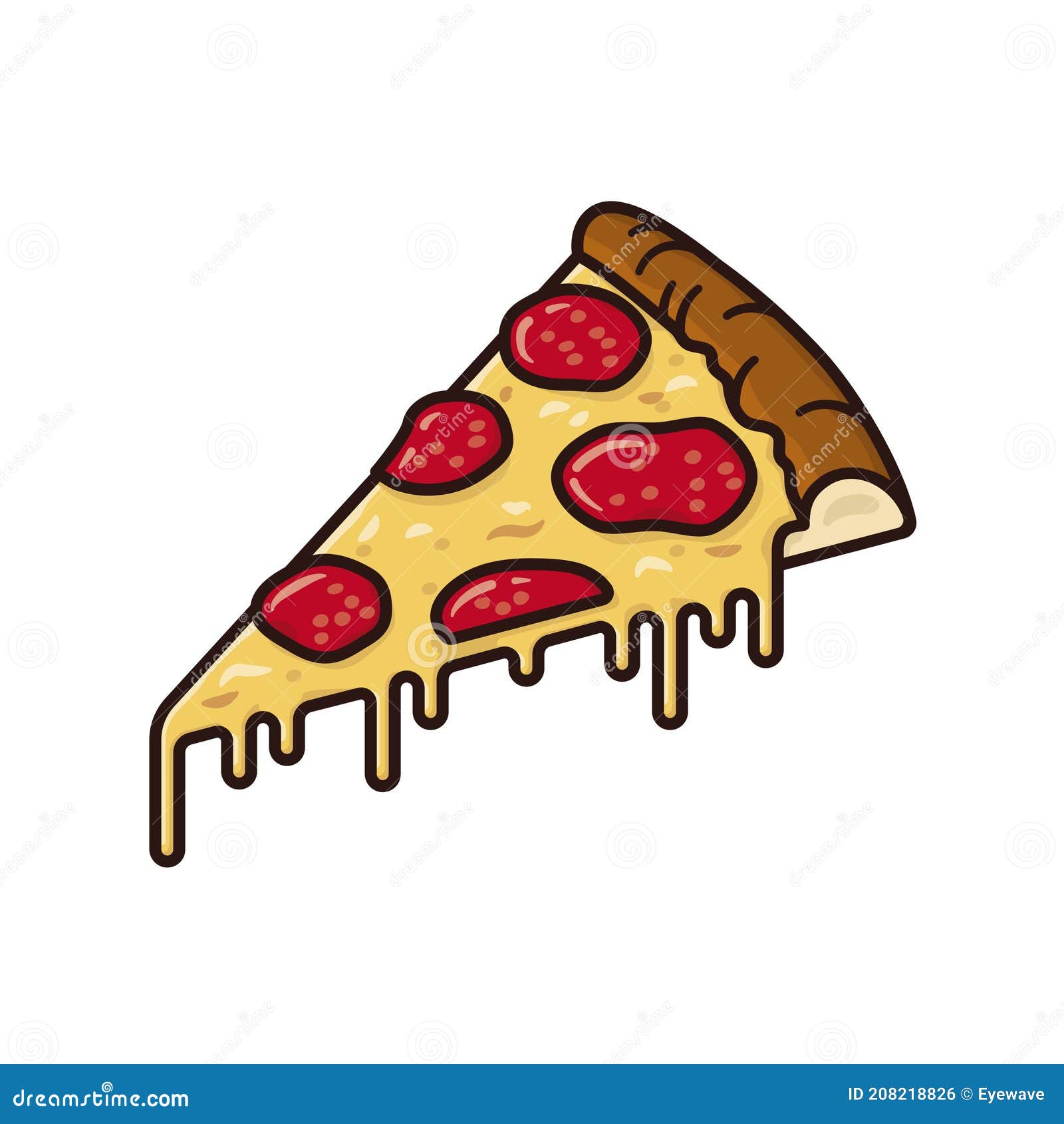 Slice Of Pepperoni Pizza Isolated Vector Illustration Stock Vector