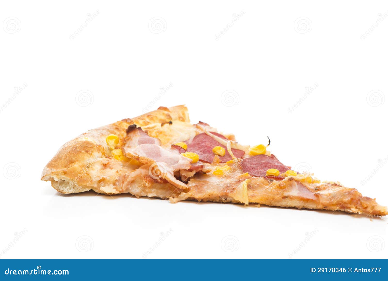 Slice of pizza on white background