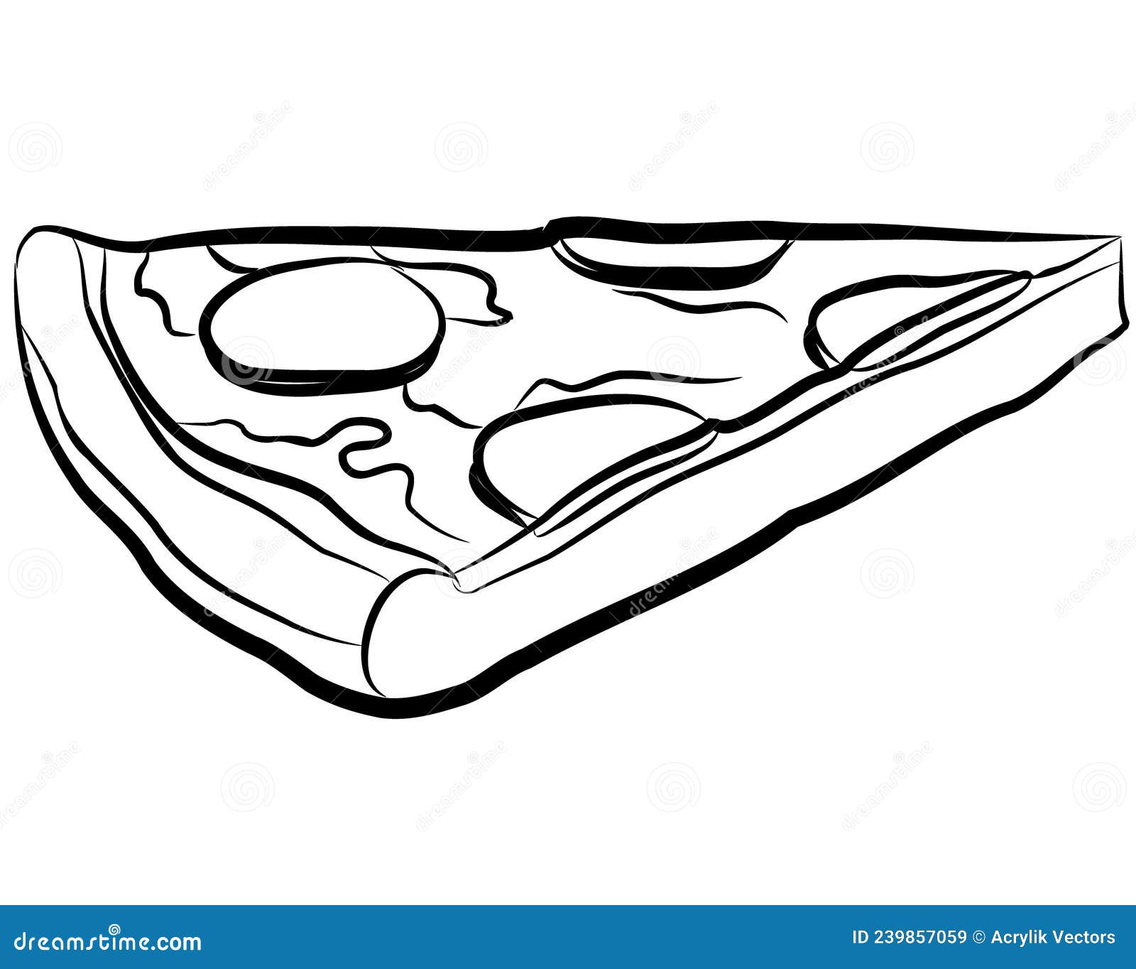 Slice of Pizza in Ink Outline Illustration Stock Vector Illustration