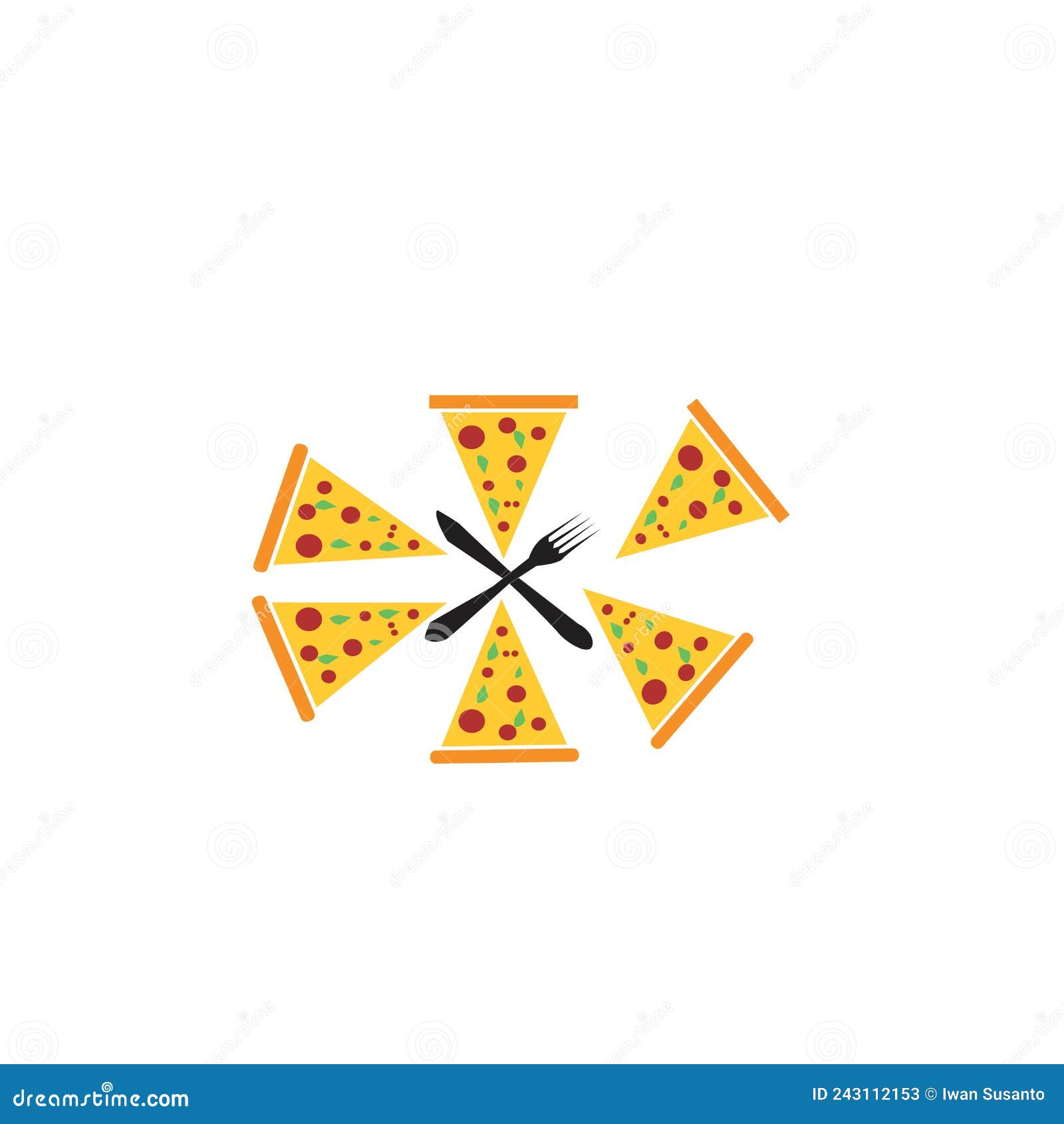 A Slice of Pizza Knife and Fork Stock Illustration Illustration of
