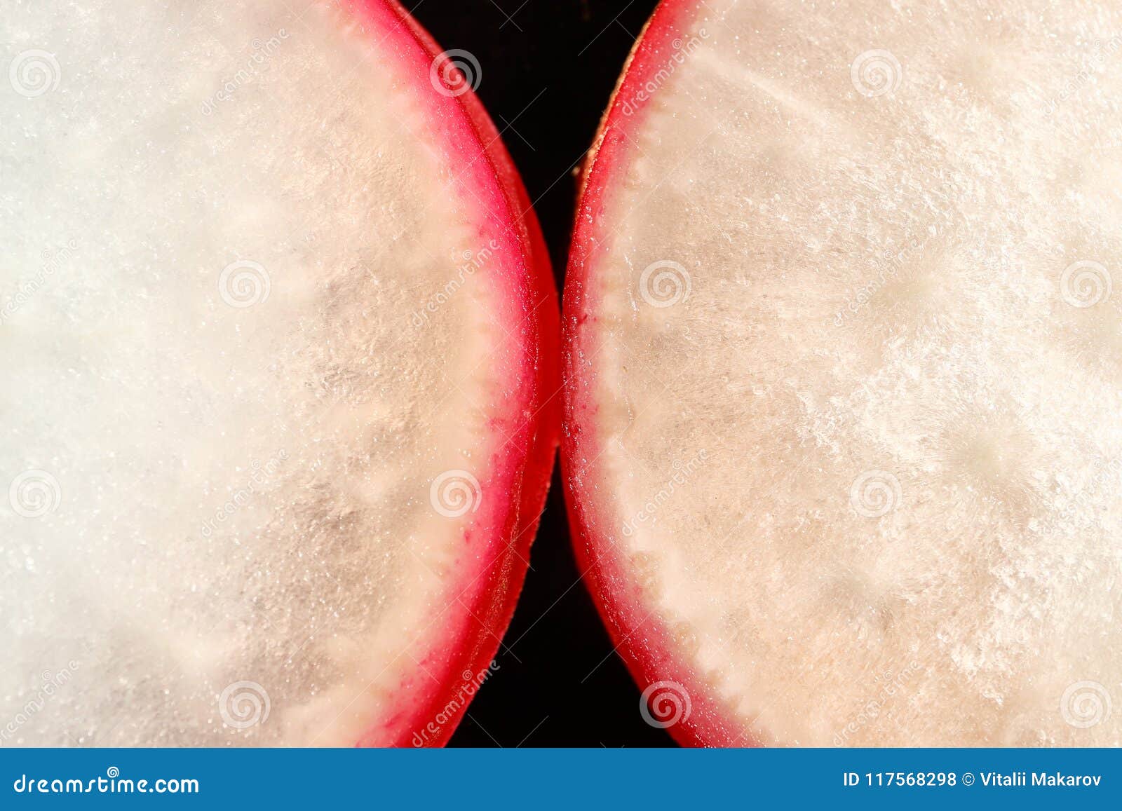 A Slice of Radish on a Black Background Stock Photo Image of organic