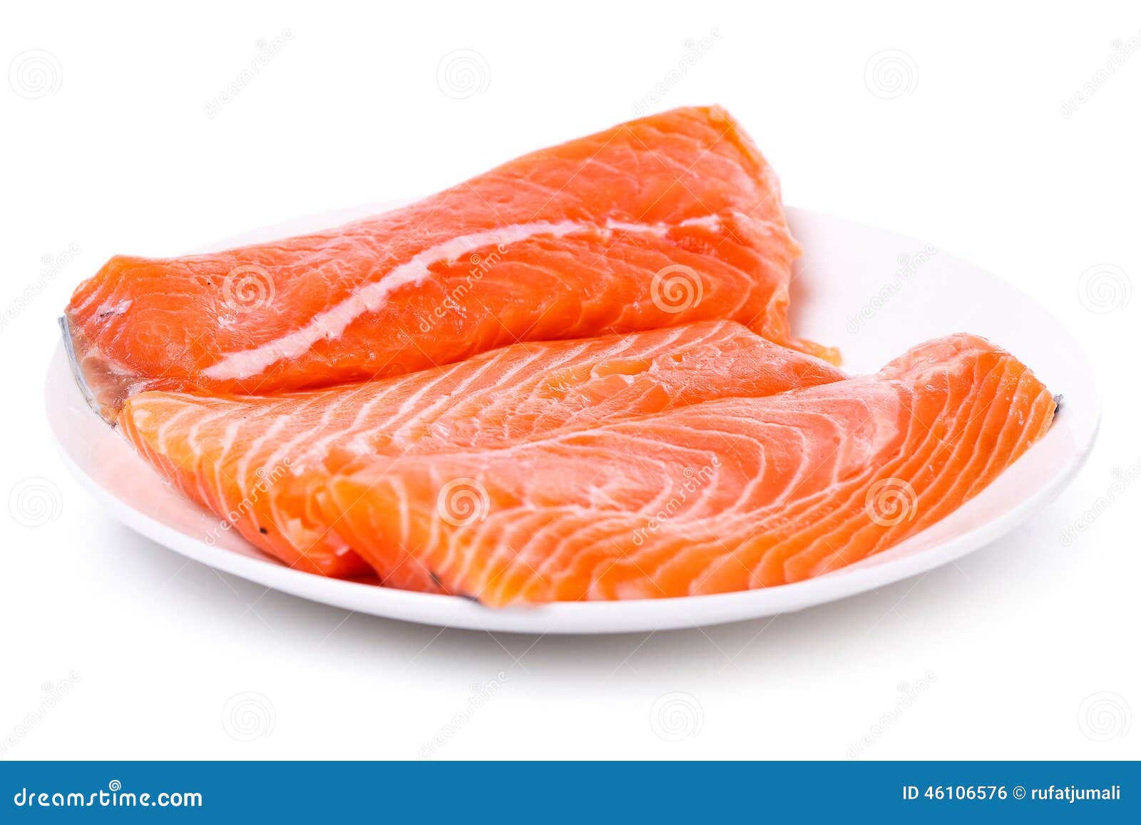 Slice of raw salmon. Raw salmon on the table