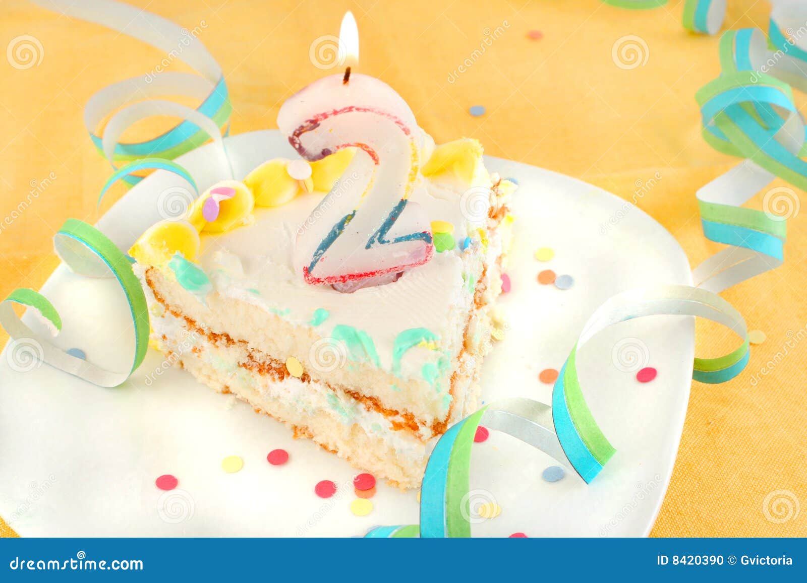 Slice second birthday cake stock photo. Image of fancy - 8420390