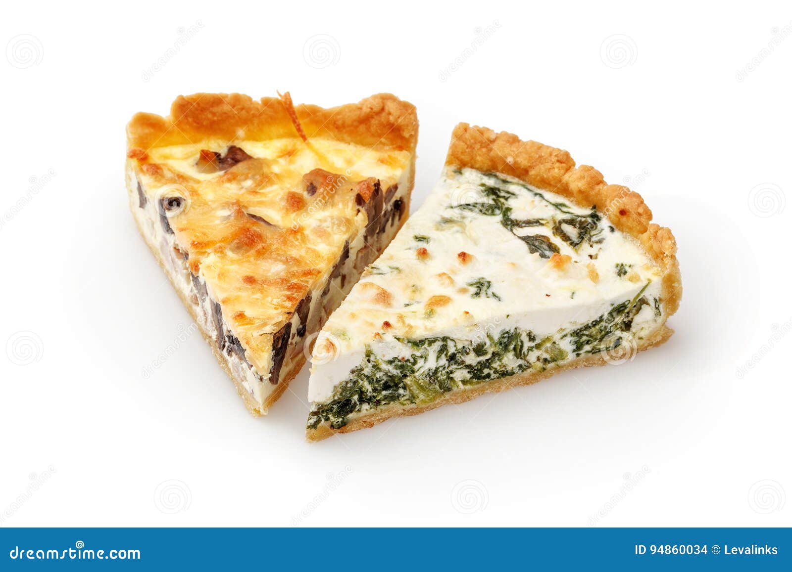 Slice of Spinach & Feta Cheese Pie on White Stock Photo - Image of