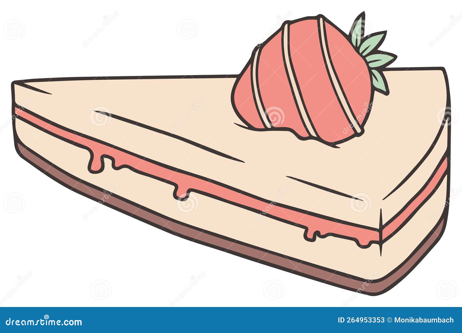 Slice of Strawberry Cheese Cake Drawing Stock Image Illustration of