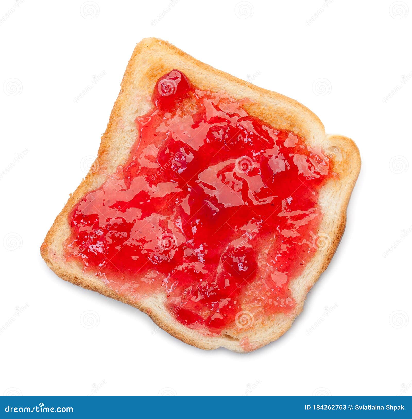 Slice of Toast Bread with Jam Isolated on a White. Top View Stock Image