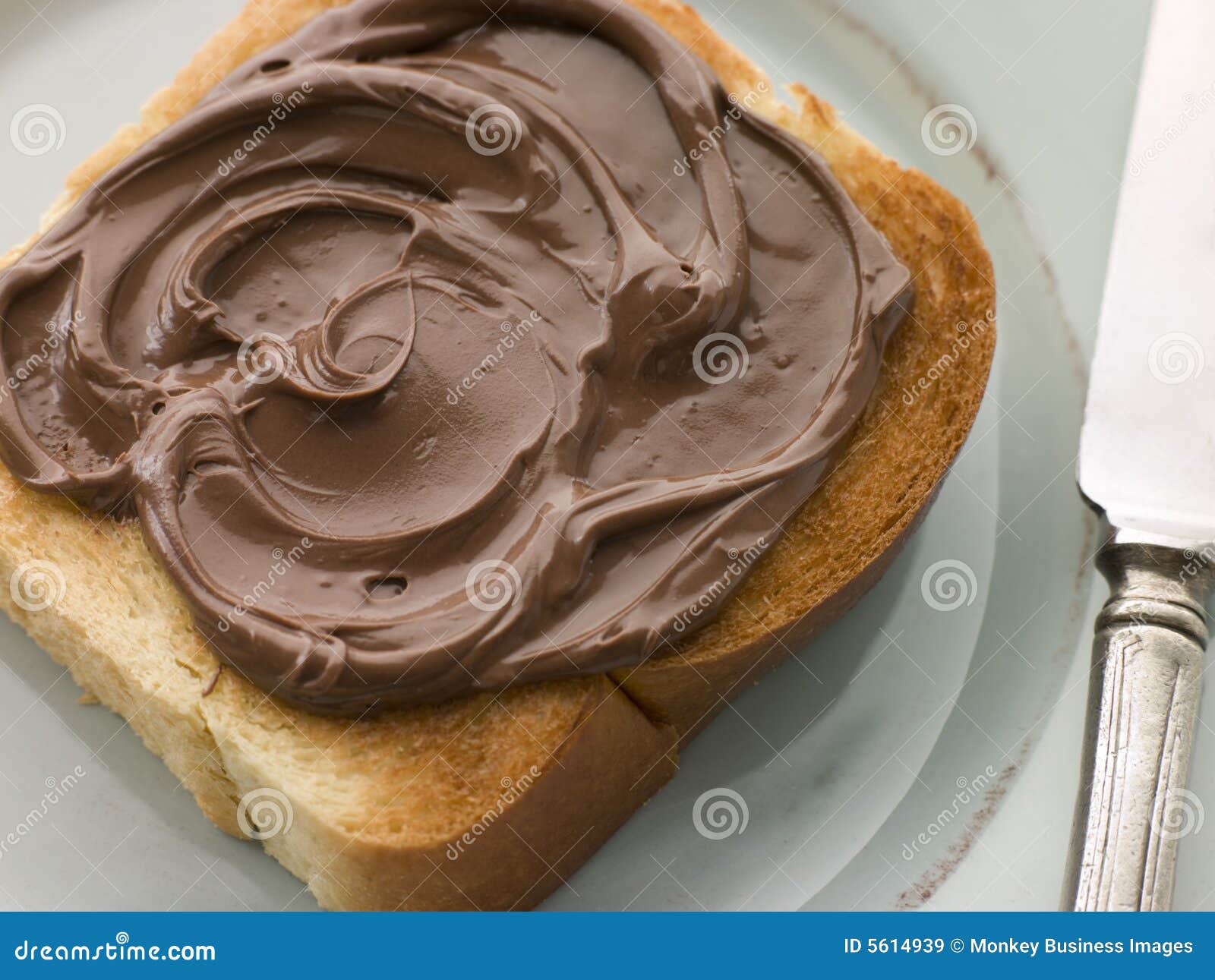 slice of toasted brioche with chocolate spread