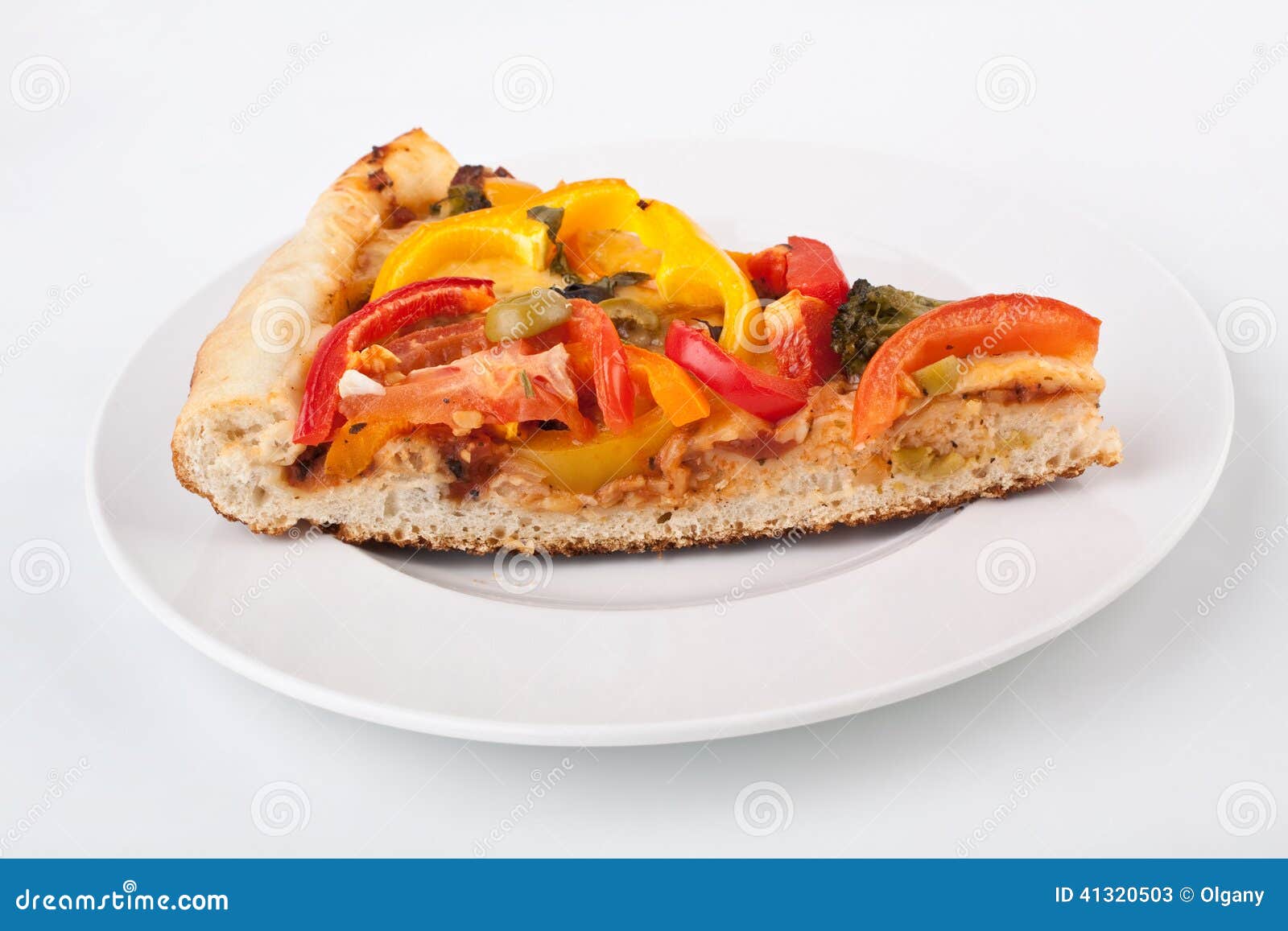 Slice of Vegetable Pizza stock image. Image of junkfood 41320503
