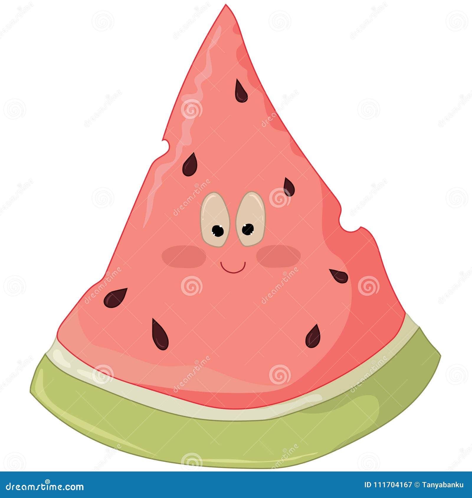 Slice of Watermelon with Cute Face Vector Stock Vector Illustration