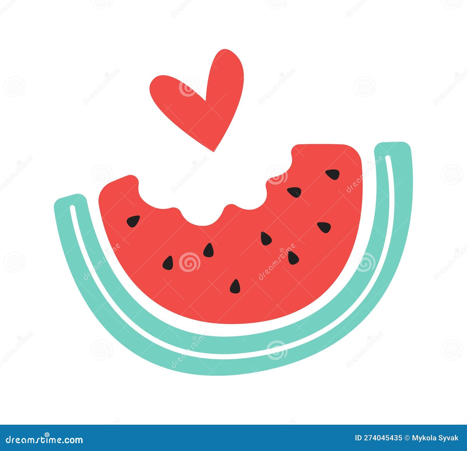 Slice Watermelon with Heart Stock Vector Illustration of melon, diet