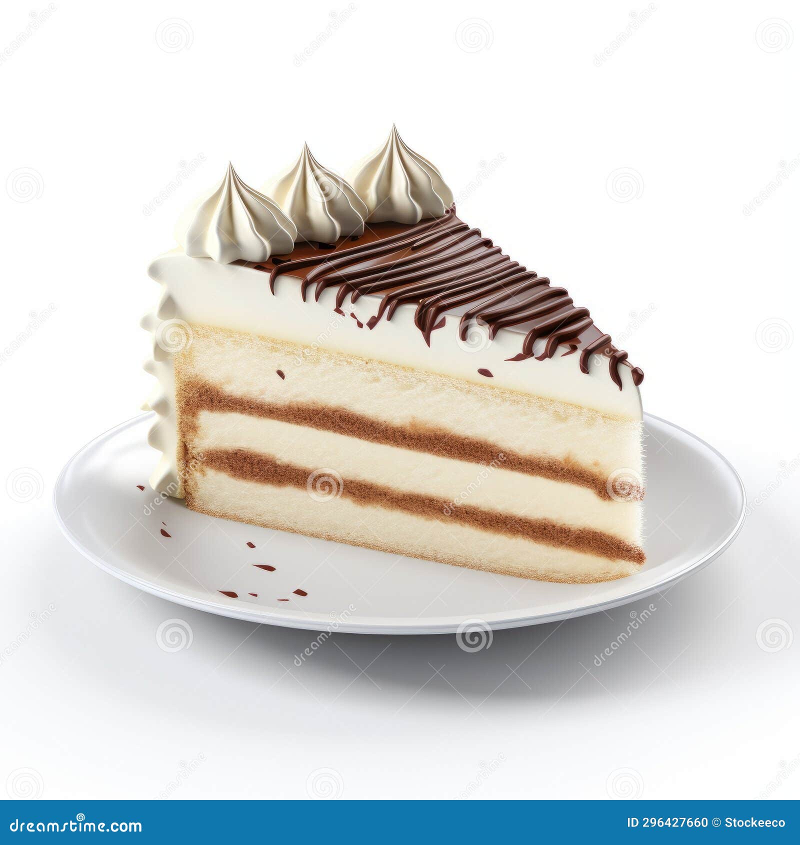 realistic 3d render of a white cake on a plate