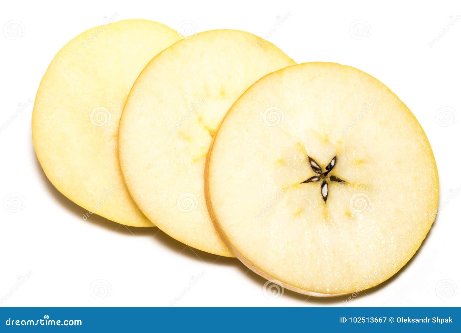 Slice Of Yellow Apple Fruit Isolated On White Background Stock Image ...
